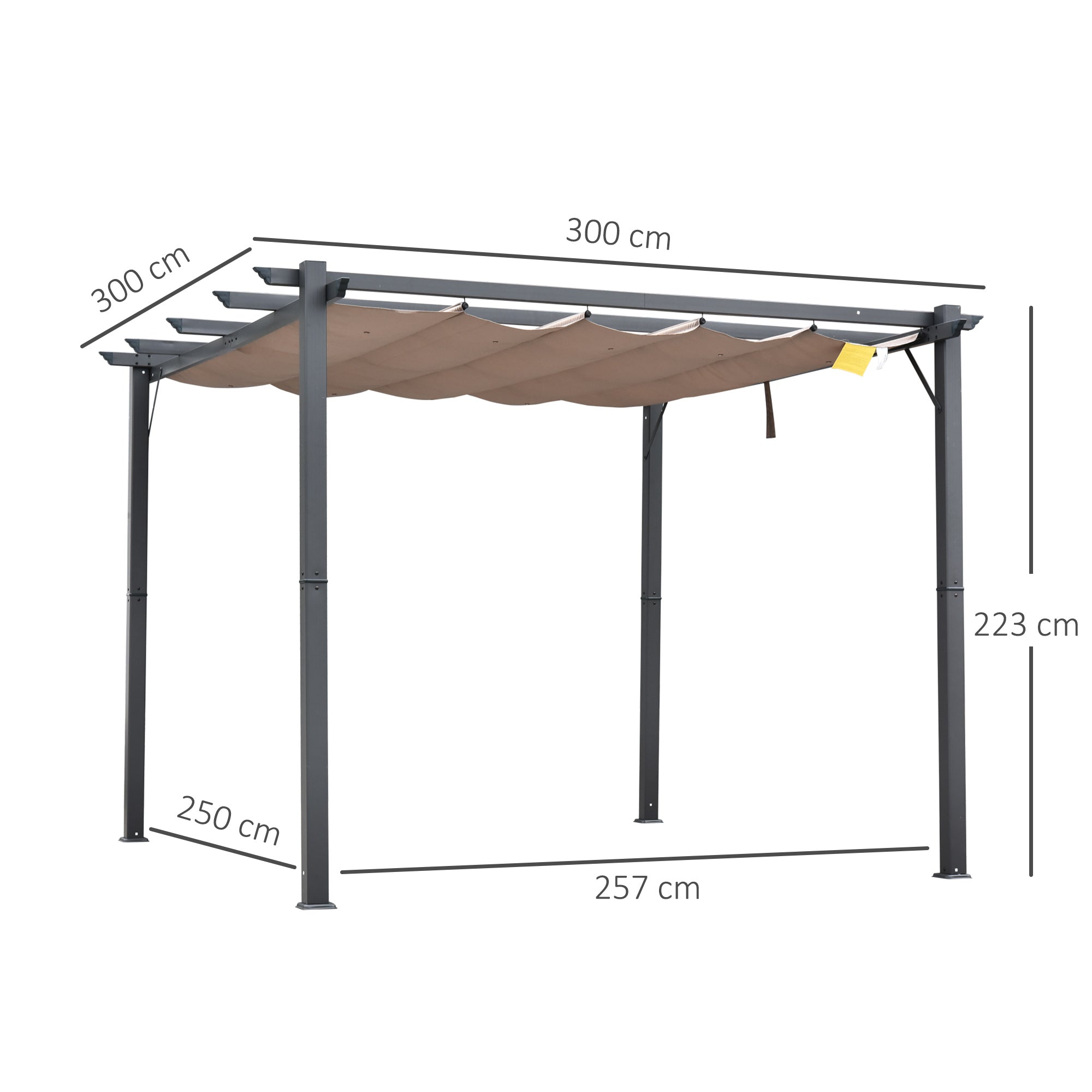 Outsunny 3 x 3(m) Aluminium Pergola Canopy Gazebo Awning Outdoor Garden Sun Shade Shelter Marquee Party BBQ, Brown - North Peak Garden Furniture