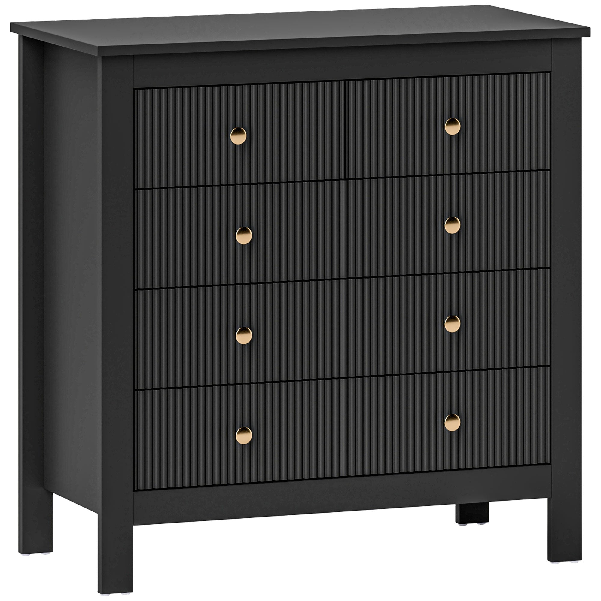 HOMCOM Elegant Chest of Five Drawers - Black - North Peak Garden Furniture