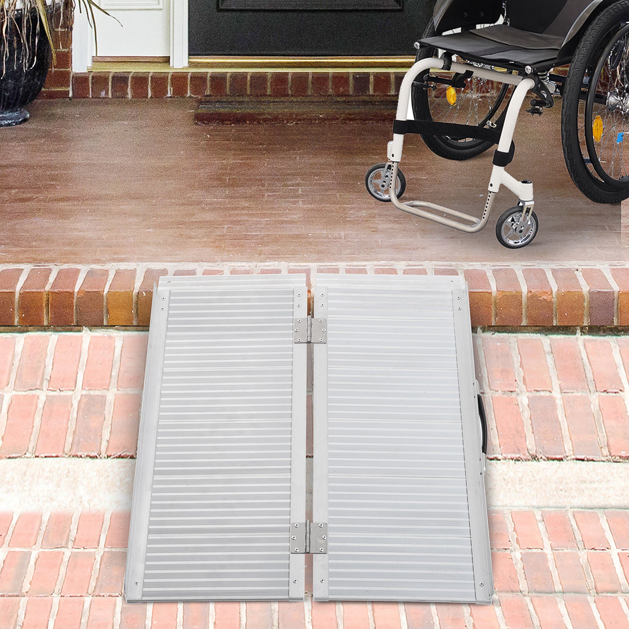 HOMCOM 3ft Folding Aluminum Wheelchair Ramp Scooter Portable Mobility Assist Suitcase Access Aid Disabled - North Peak Garden Furniture