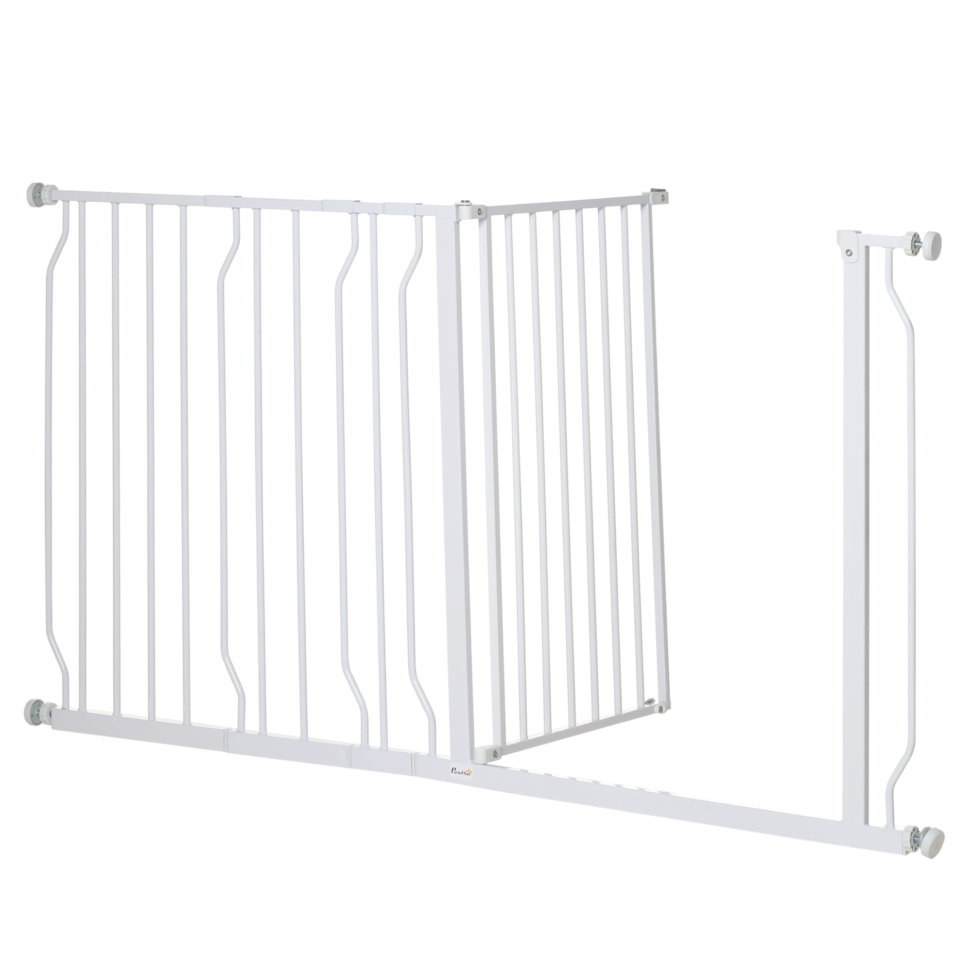 PawHut Dog Gate for Stairs Dog Gate Pet Gate with Openable Metal Frame, for Doorways, Corridors, Staircases, 75-145cm, White |