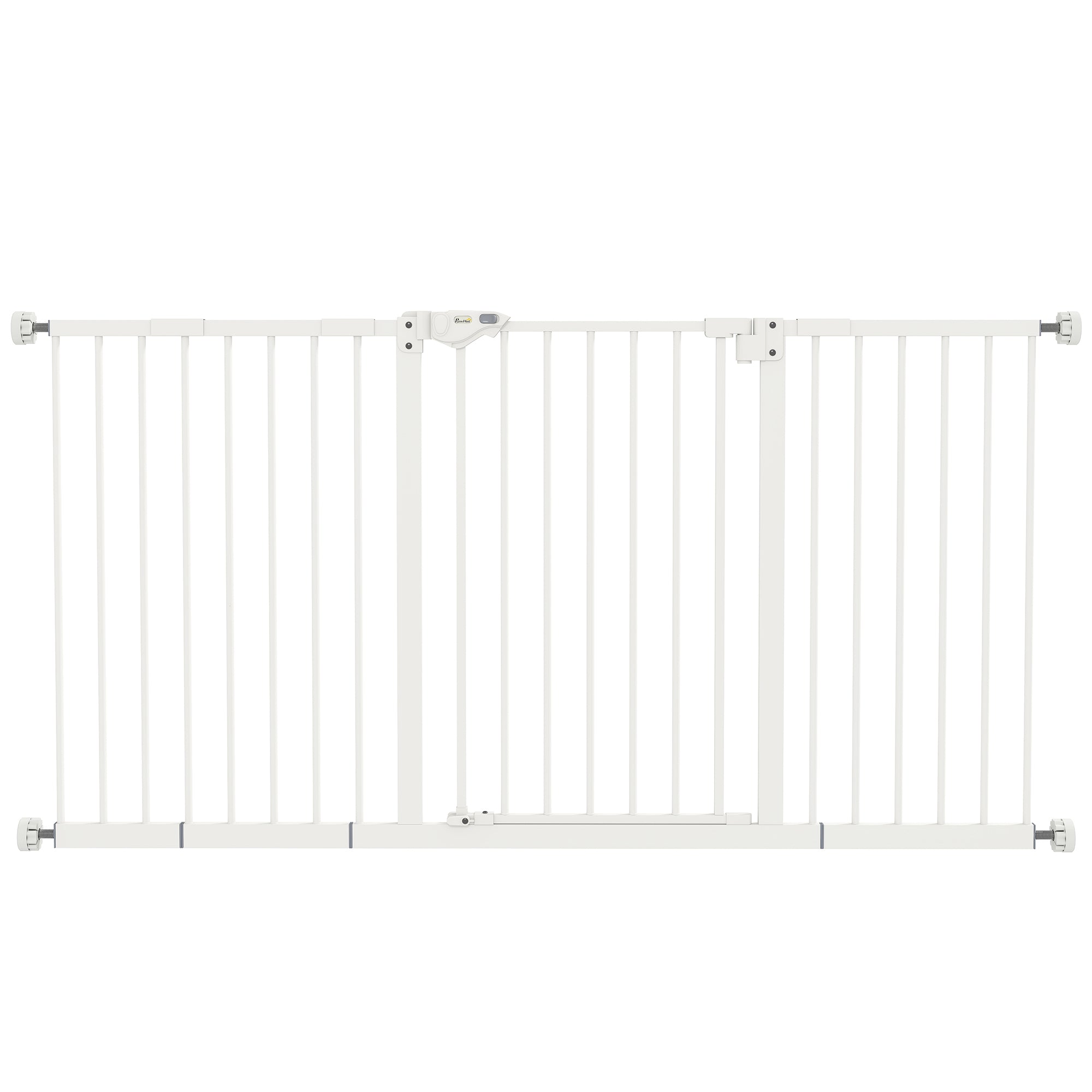 PawHut Dog Gate Stair Gate Pressure Fit Pets Barrier Auto Close for Doorway Hallway, 74-148cm Wide Adjustable, White - North Peak Garden Furniture