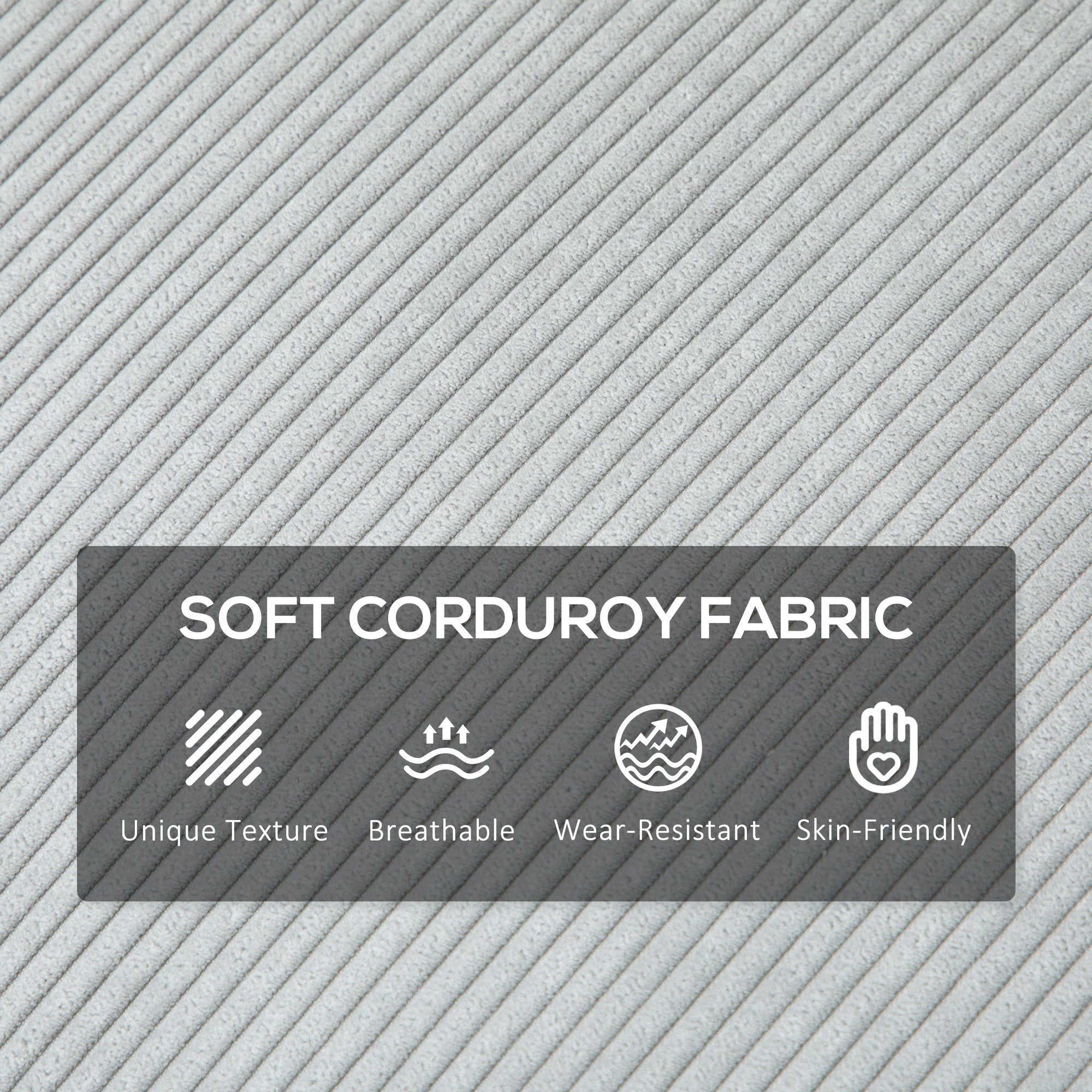 HOMCOM Three-Seater Corduroy - Light Grey - North Peak Garden Furniture