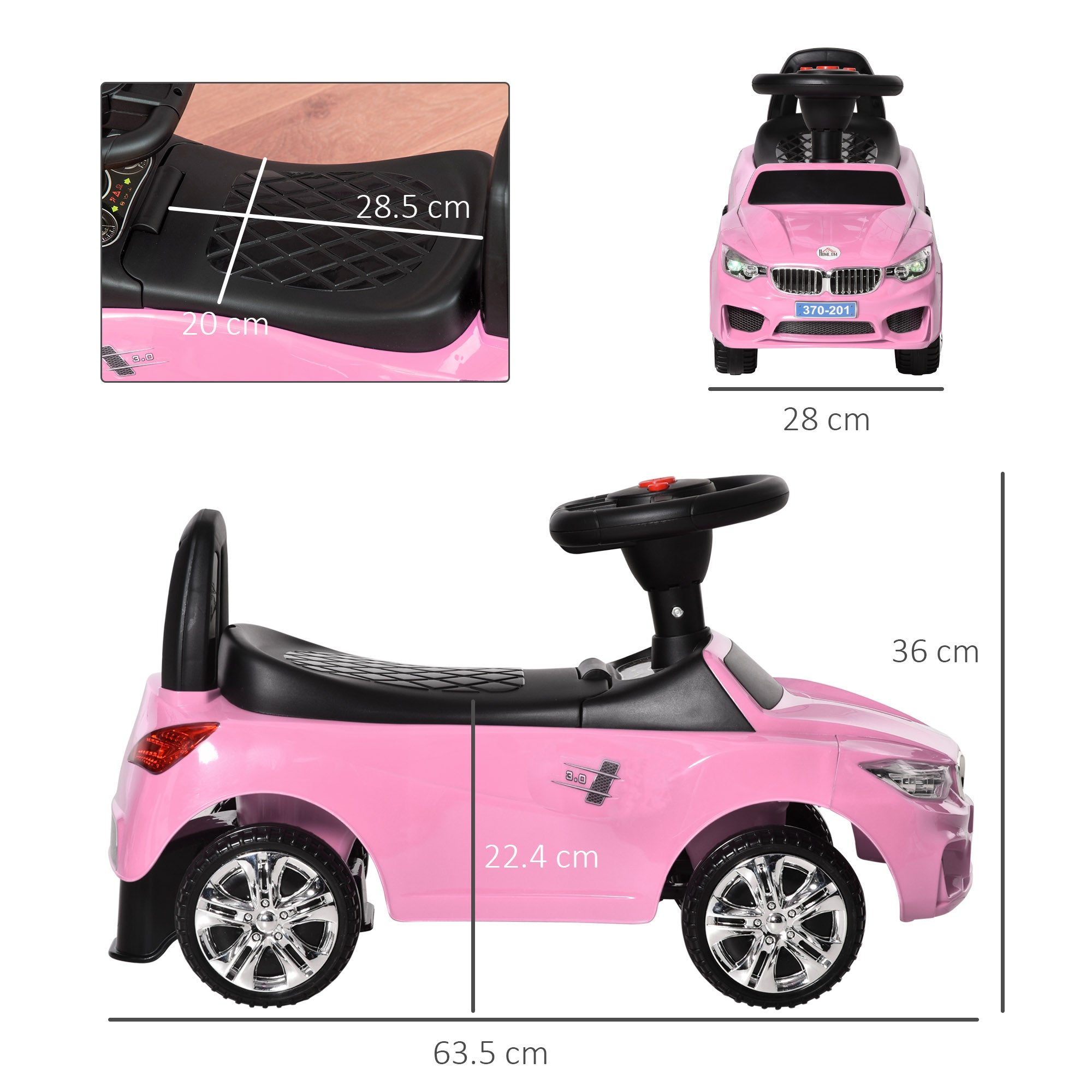 HOMCOM Ride on Car Baby Toddler Walker Foot to Floor Sliding Car Slider Pink - North Peak Garden Furniture