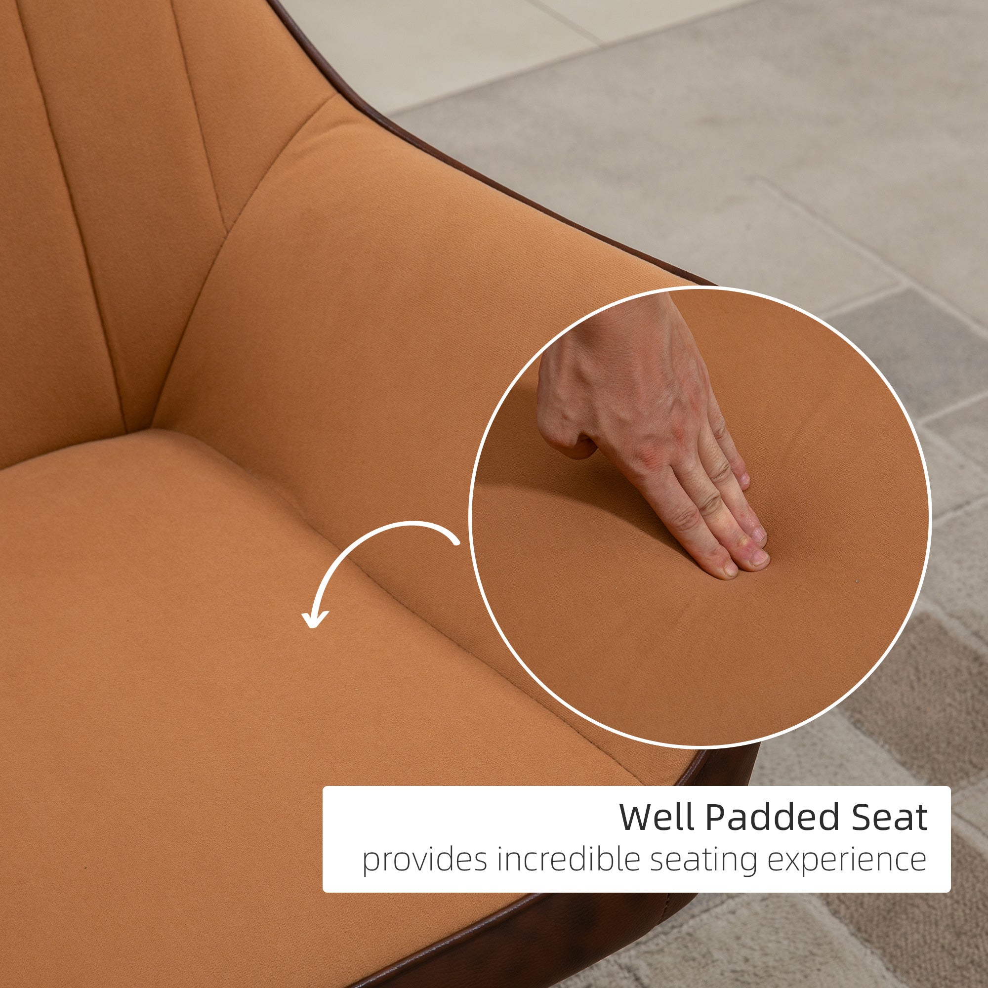 HOMCOM Velvet Armchairs, Upholstered Accent Chairs with Golden Steel Legs, Modern Vanity Chairs for Living Room and Bedroom, Light Brown - North Peak Garden Furniture