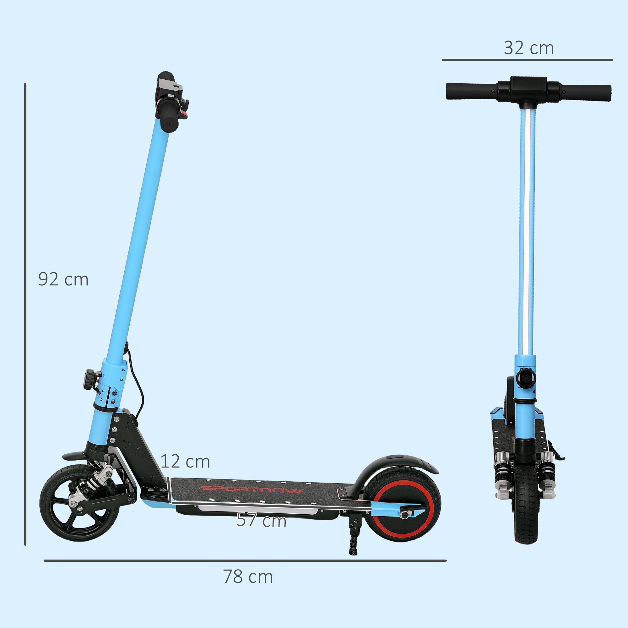 SPORTNOW Folding Electric Scooter for Kids Age 6-14 with Dual Brakes, Front Suspension, LED Colourful Lights and Display, 6.8kg Lightweight Aluminium E Scooter, Up to 14 KM/H & 6 KM, Blue