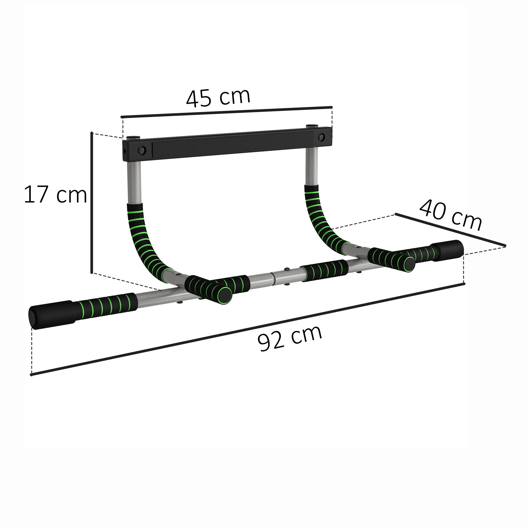 HOMCOM Pull-Up Bar for Doorway, Home Fitness Door Horizontal Bar Push up Bar for Indoor Gym Upper Body Workout, Green