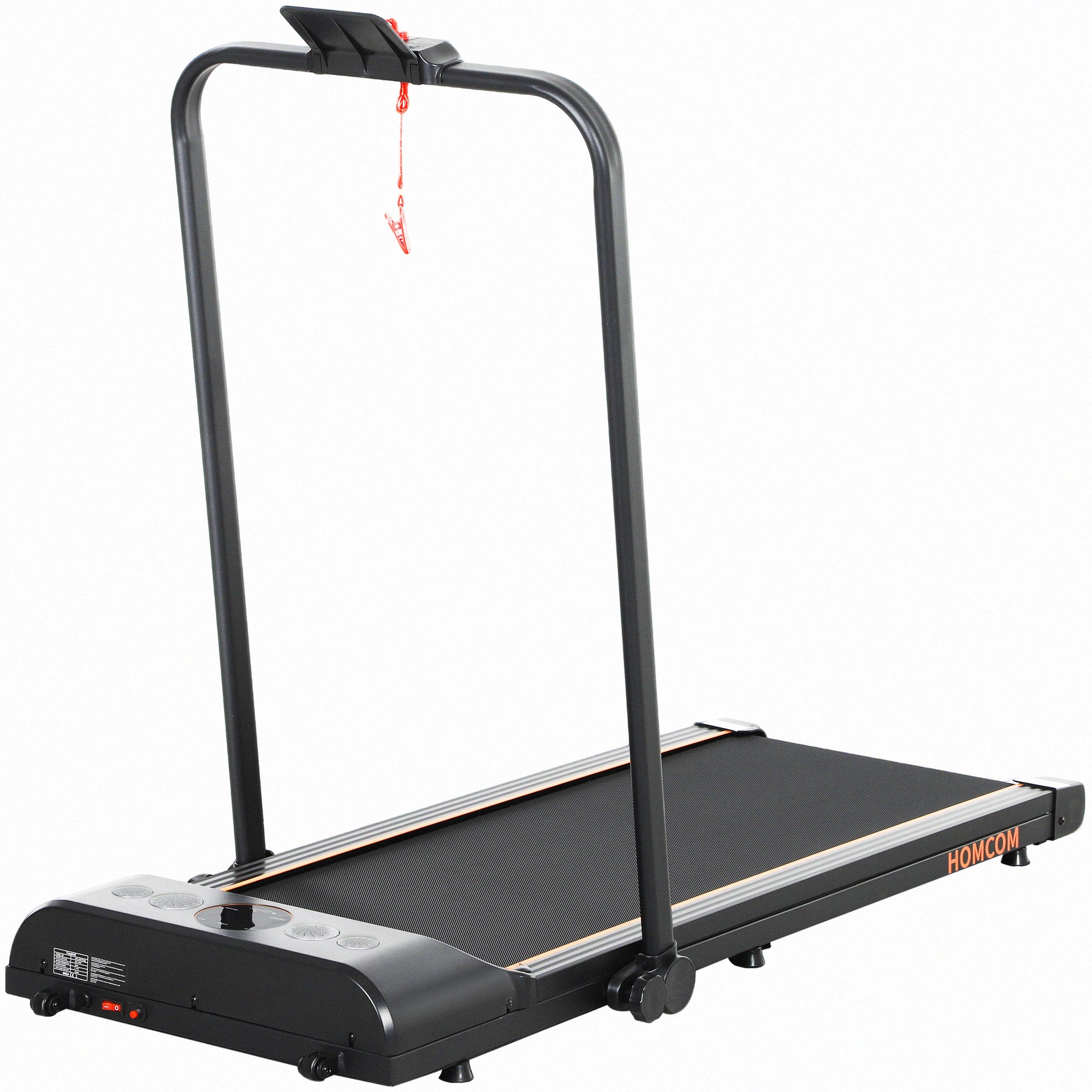 HOMCOM Foldable Walking Treadmill, with LED Display and Wheels, for Home, Office, Fitness Studio, Orange - North Peak Garden Furniture