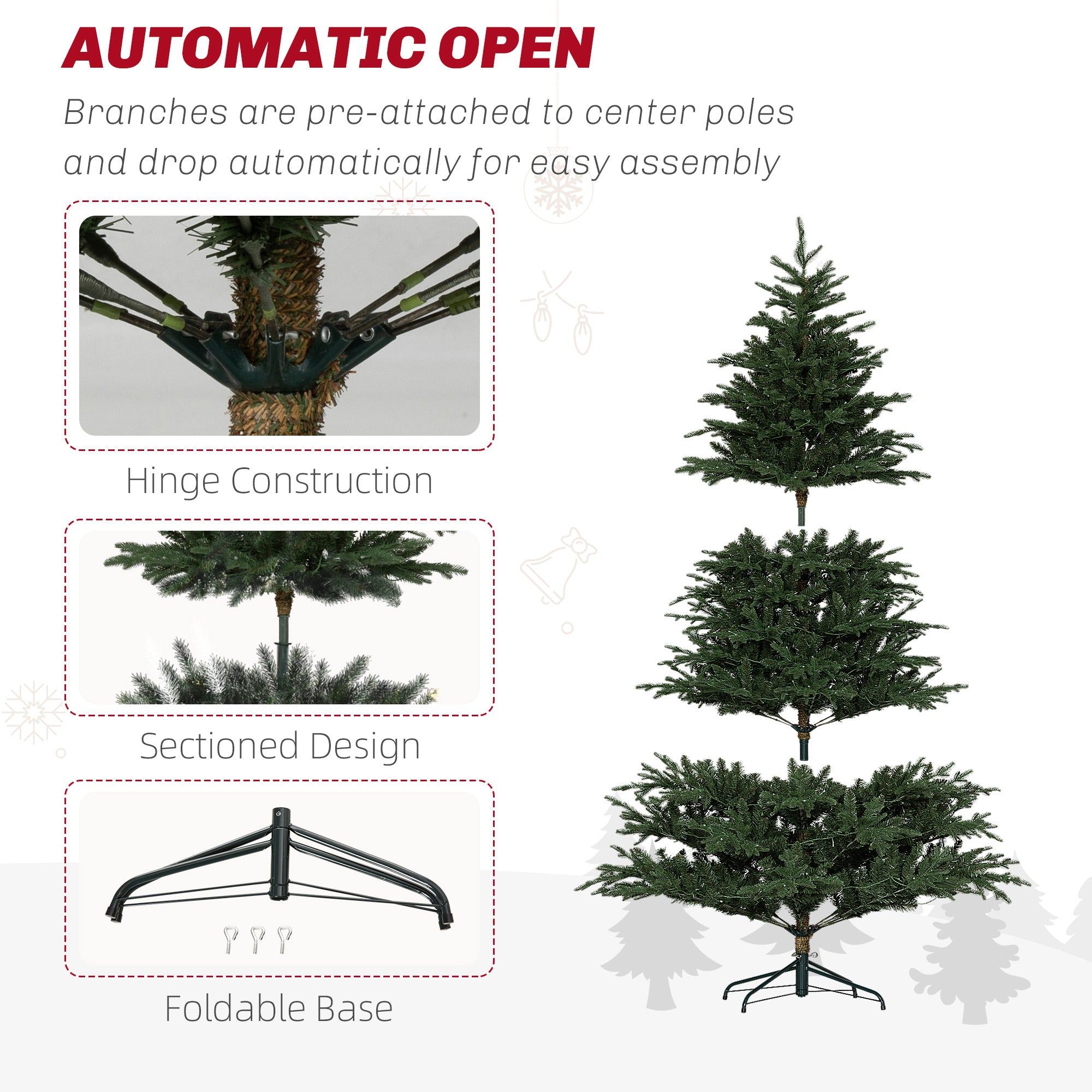 HOMCOM 6ft LED Lights Artificial Christmas Tree - North Peak Garden Furniture