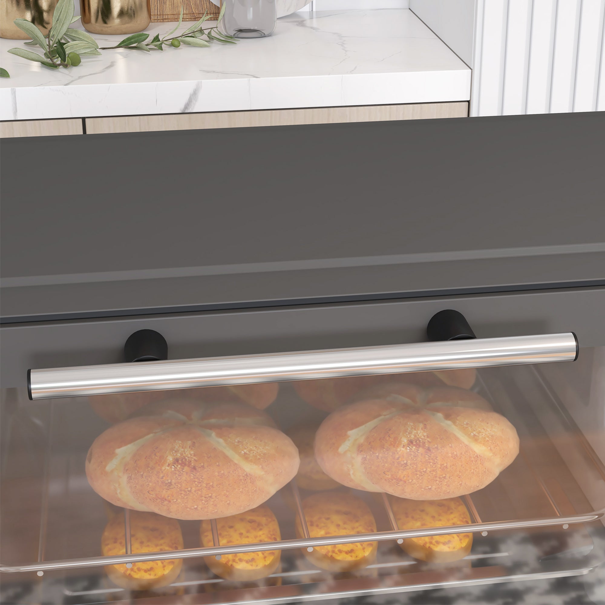 HOMCOM Mini Oven, 9L Countertop Electric Grill, Toaster Oven with Adjustable Temperature, Timer, Dishwasher Safe Baking Tray and Wire Rack, 750W, Grey - North Peak Garden Furniture