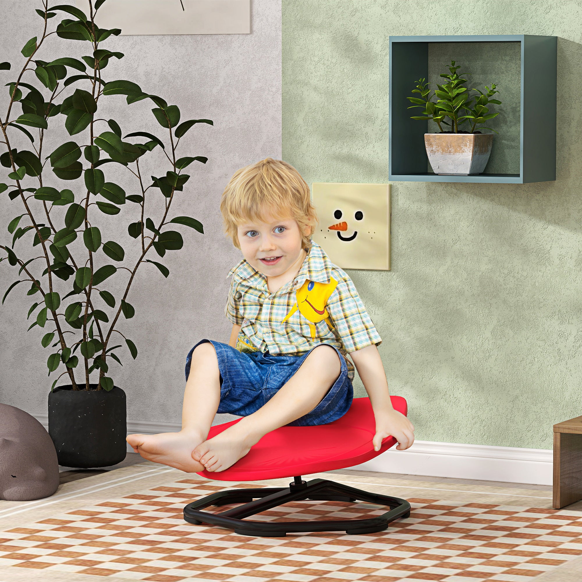AIYAPLAY Spinning Chair for Autism Sit and Spin, Coordination & Balance, Sensory Spinning Chair for Toddlers 3-6 Years, Red - North Peak Garden Furniture