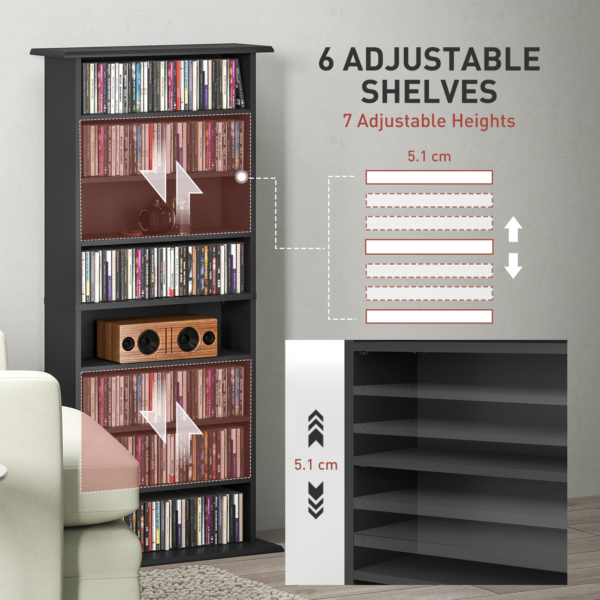 HOMCOM 360 CD Storage Unit - Black - North Peak Garden Furniture