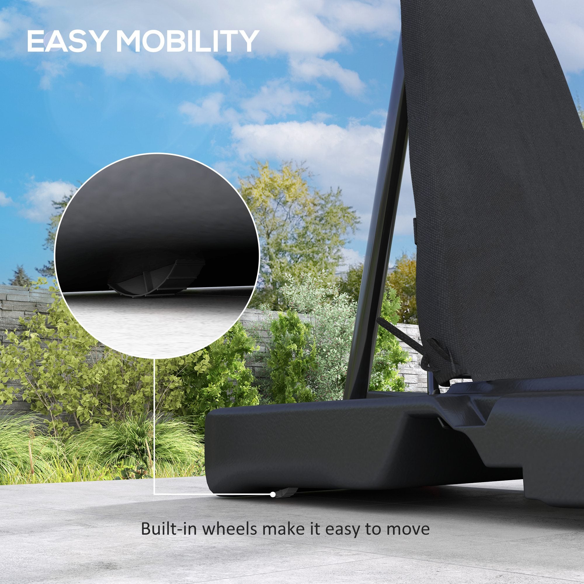 SPORTNOW Basketball Hoop Outdoor, Height Adjustable Basketball Hoop and Stand with Rebound System, Weighted Base, Portable on Wheels, 2.45-3.05m, for Teens, Juniors, Adults, Black - North Peak Garden Furniture