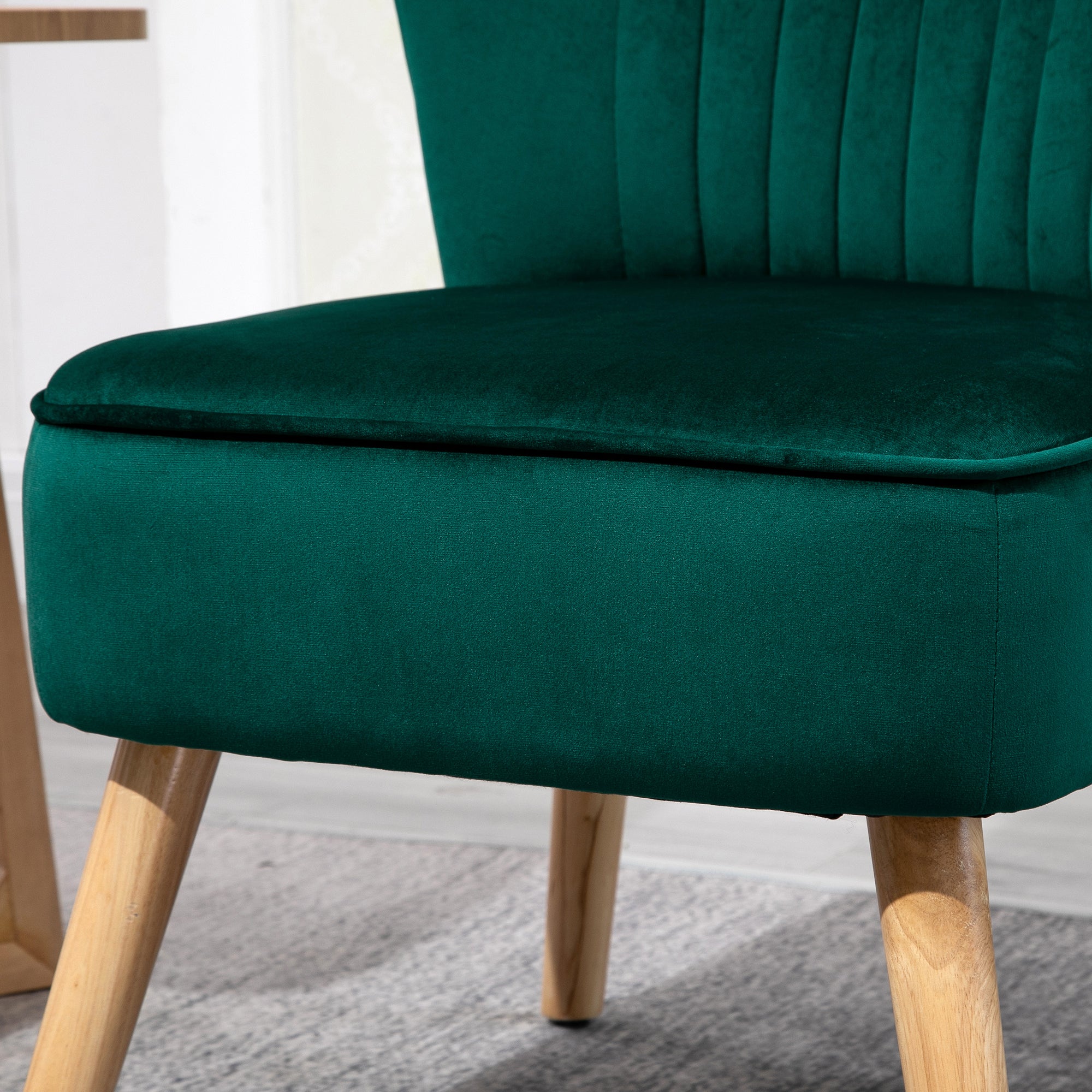 HOMCOM Velvet Accent Chair Occasional Tub Seat Padding Curved Back with Wood Frame Legs Home Furniture Set of 2 Green