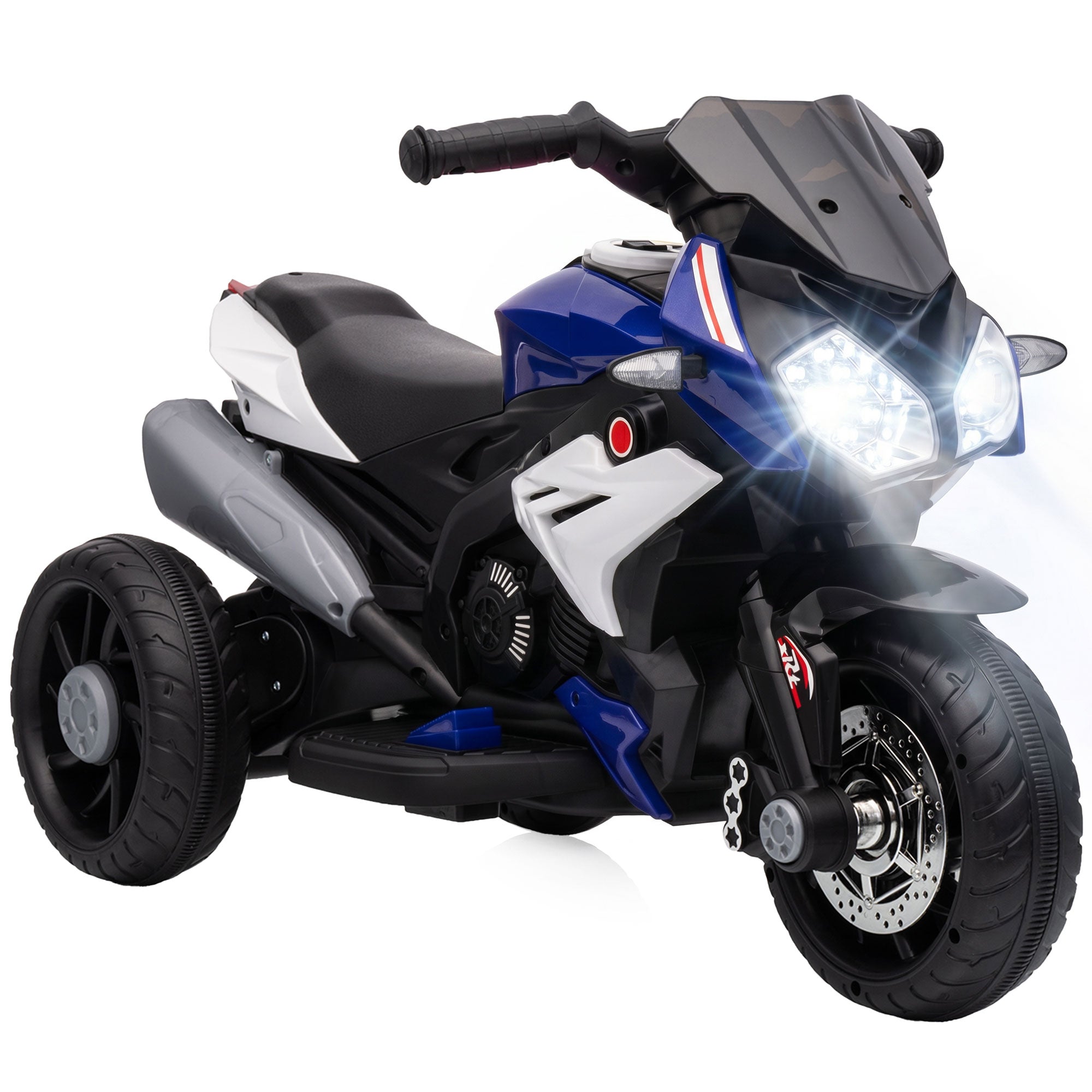 HOMCOM Kids Electric Motorcycle, 6V Ride on Motorcycle with 3 Wheels, LED Headlight, Music, Horn for Boys Girls 3-5 Y, Blue