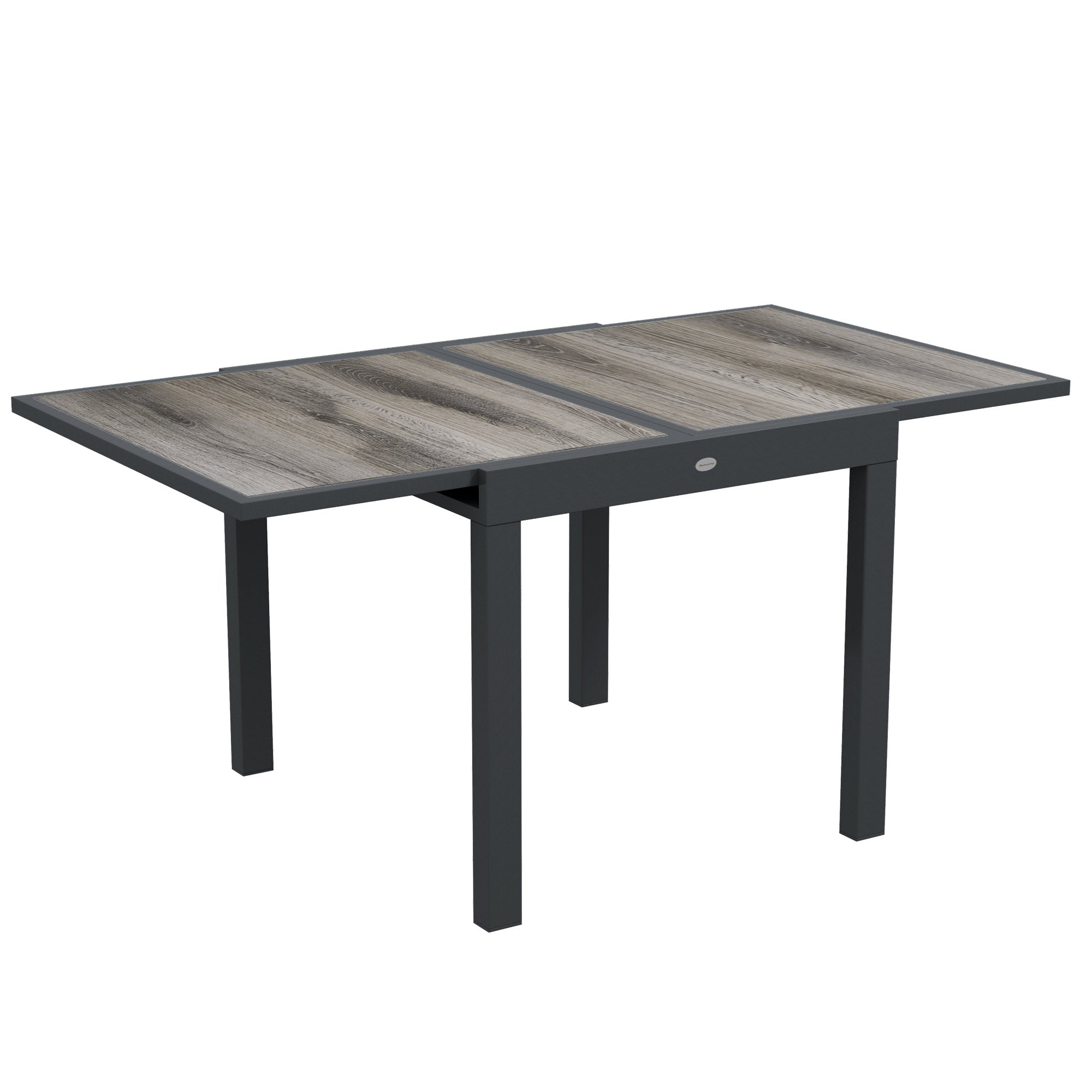 Outsunny Extending Garden Table, Outdoor Dining Table for 6, Aluminium Frame Rectangular Patio Table with Plastic Board Tabletop,80/160L x 80W x 75H cm, Grey - North Peak Garden Furniture