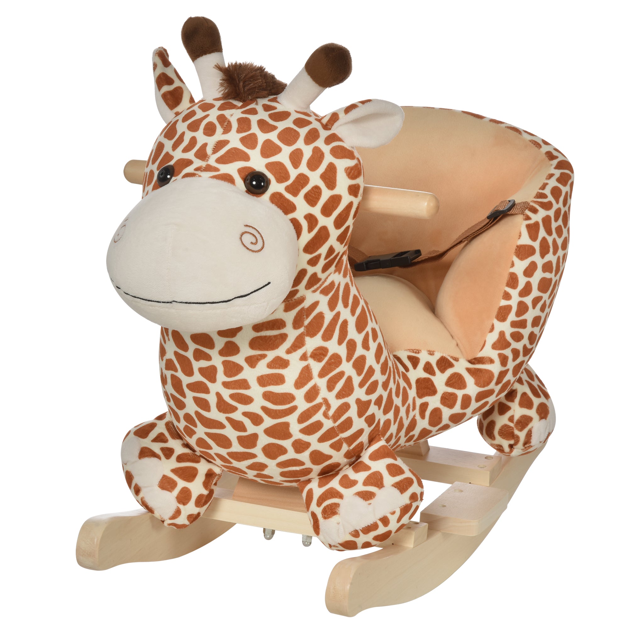 HOMCOM Children Kids Rocking Horse Toys Giraffe Seat Belt Toddlers Baby Toy Gift - North Peak Garden Furniture