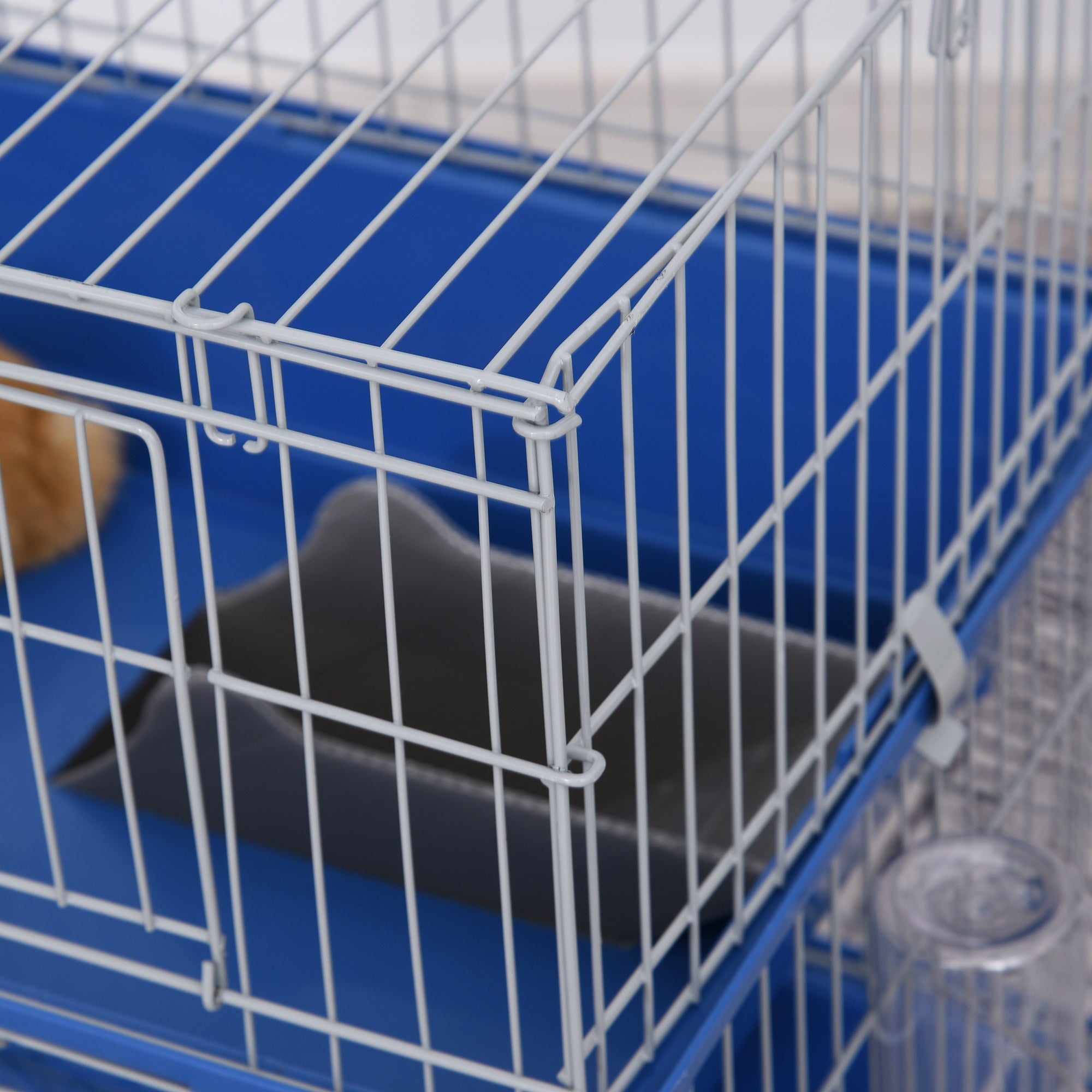 PawHut Small Animal Cage, Metal 2-Tier, Spacious, Secure, Easy Clean, Blue