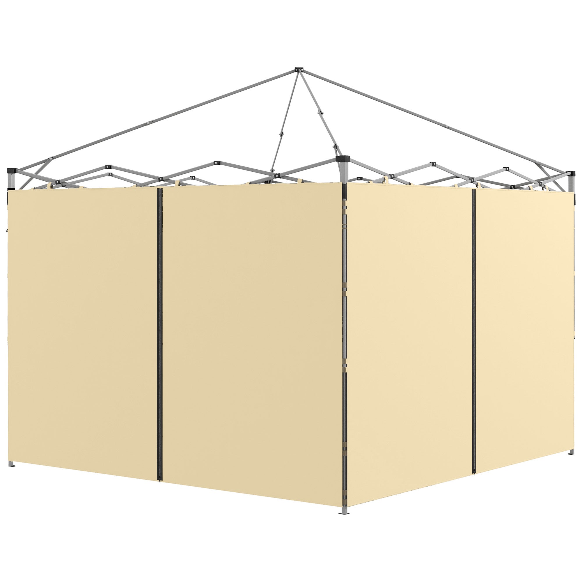 Outsunny Set of Two 3 x 3(m) Replacement Zipped Gazebo Walls - Beige - North Peak Garden Furniture