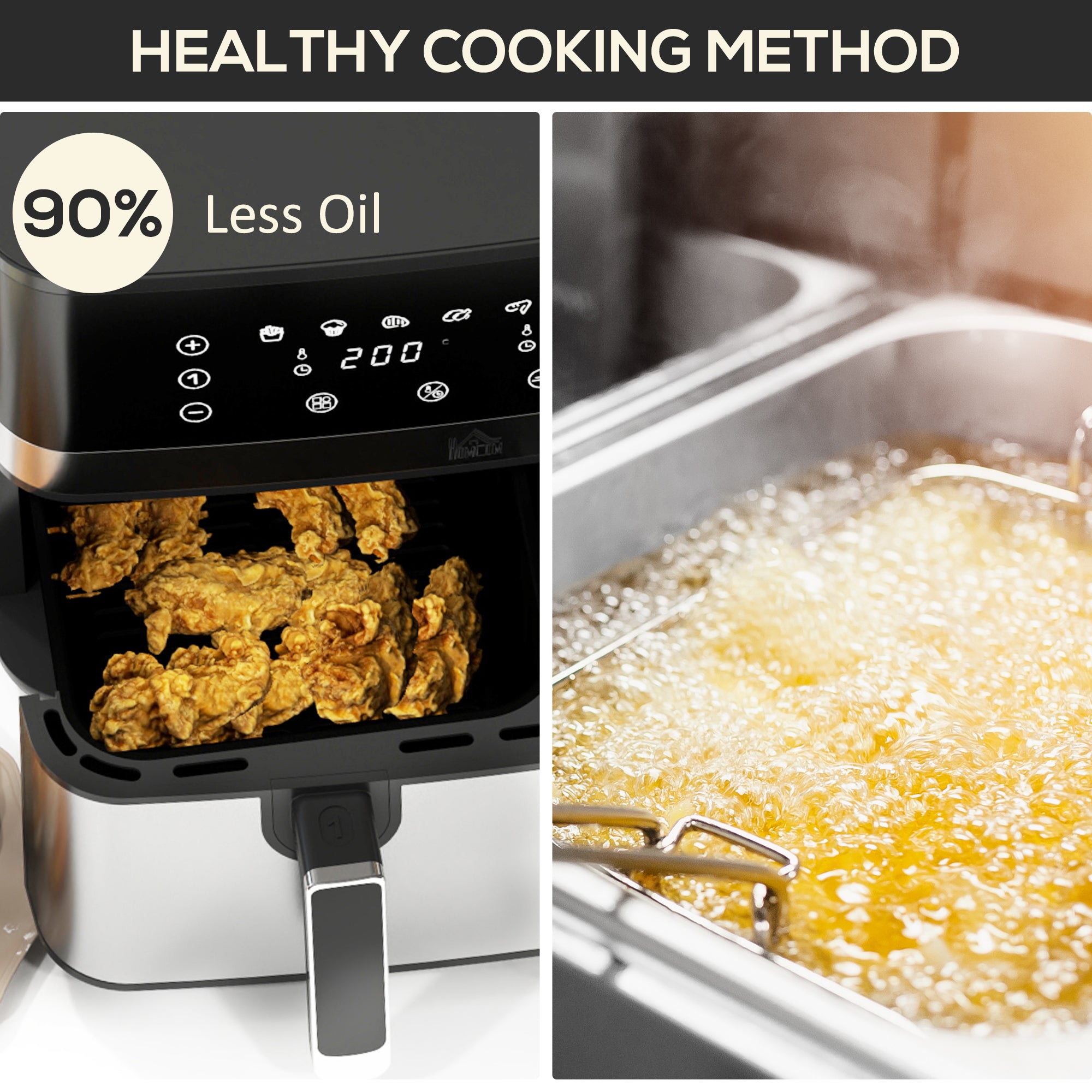 HOMCOM 8.5L Dual Basket Air Fryer, with Sync and Multi-Menu Cooking - North Peak Garden Furniture