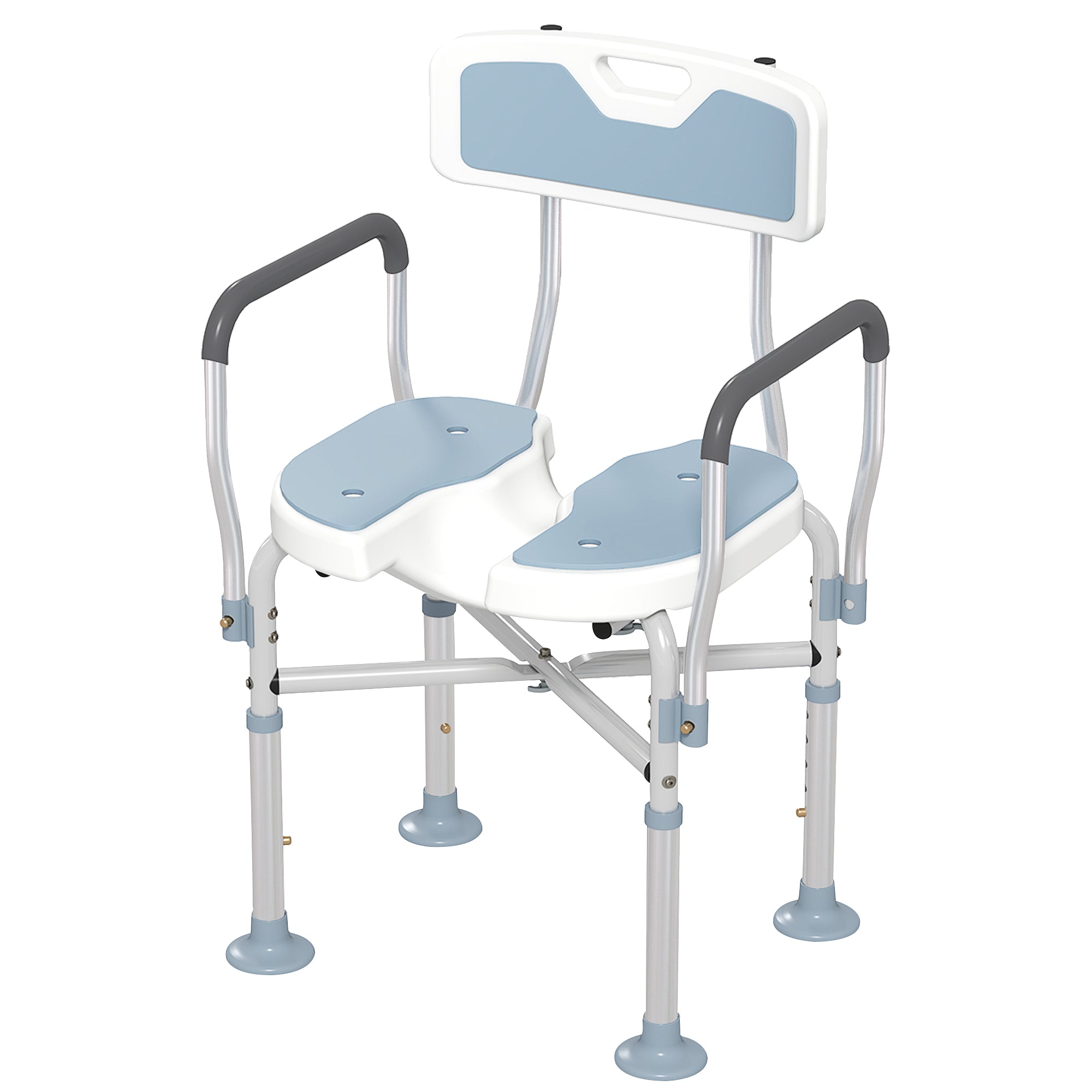 HOMCOM Aluminium Shower Chair, with Padded Seat - Light Blue - North Peak Garden Furniture