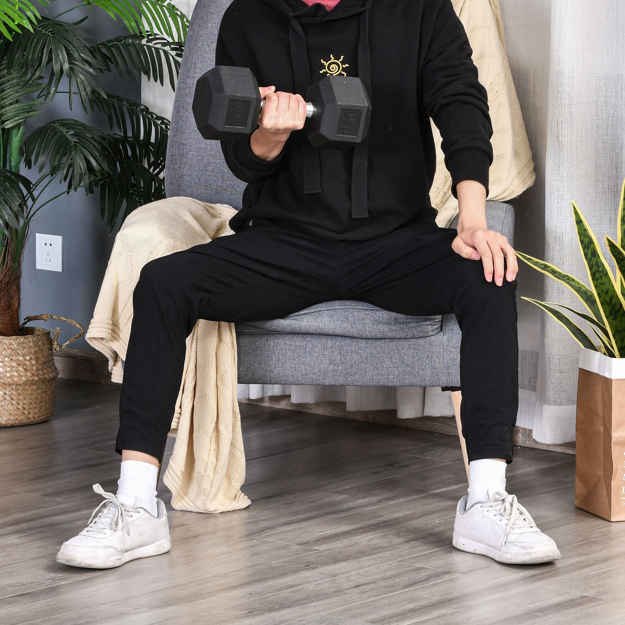HOMCOM 12.5KG Single Rubber Hex Dumbbell Portable Hand Weights Dumbbell Home Gym - North Peak Garden Furniture