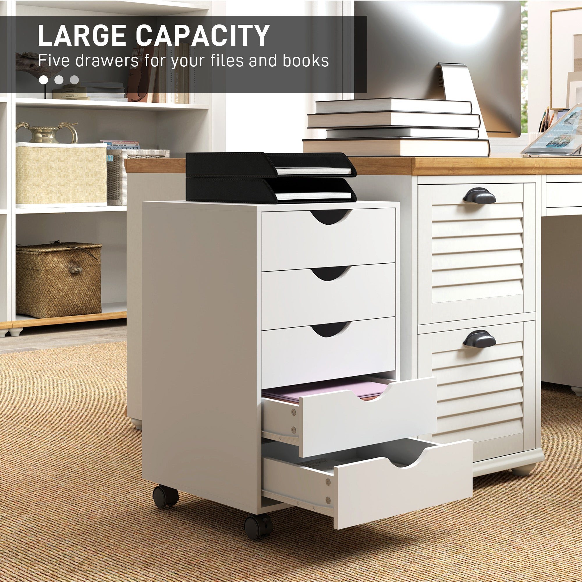 HOMCOM Five-Drawer Filing Cabinet - White