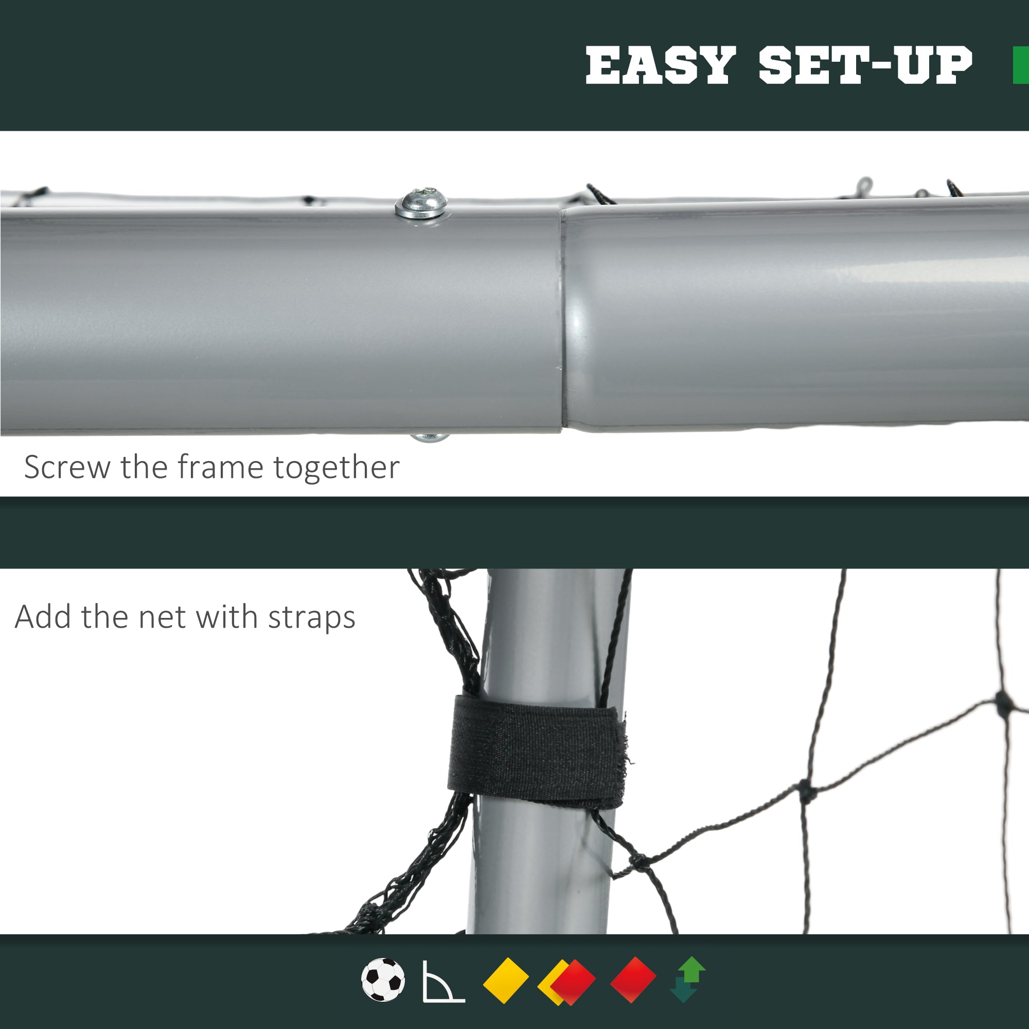 SPORTNOW 6ft x 4ft Football Goal, Set of 2 Football Net for Garden, Training Goal with Ground Stakes, Steel Frame - North Peak Garden Furniture