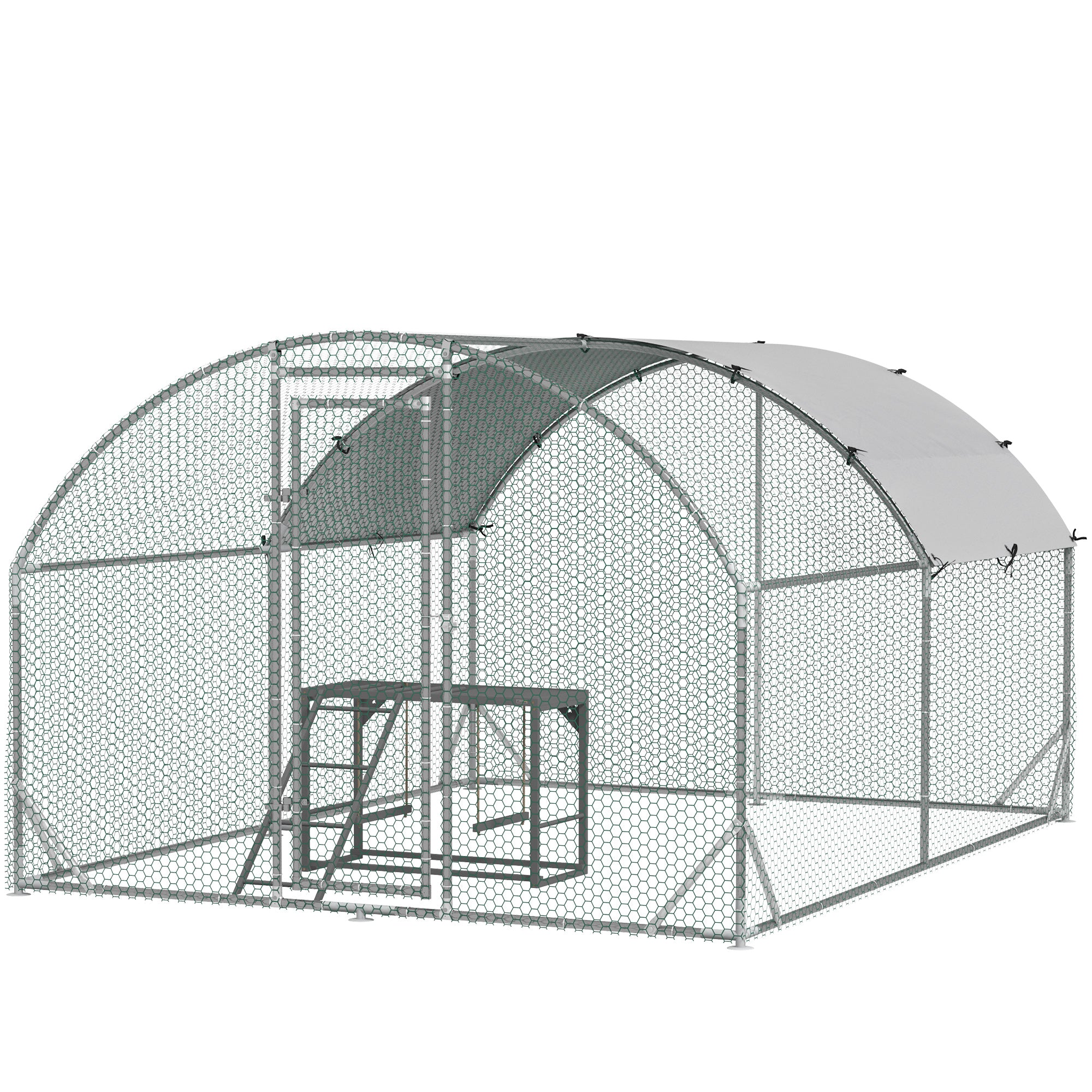 PawHut Walk In Chicken Run with Chicken Activity Shelf and Cover, 2.8 x 3.8 x 2m