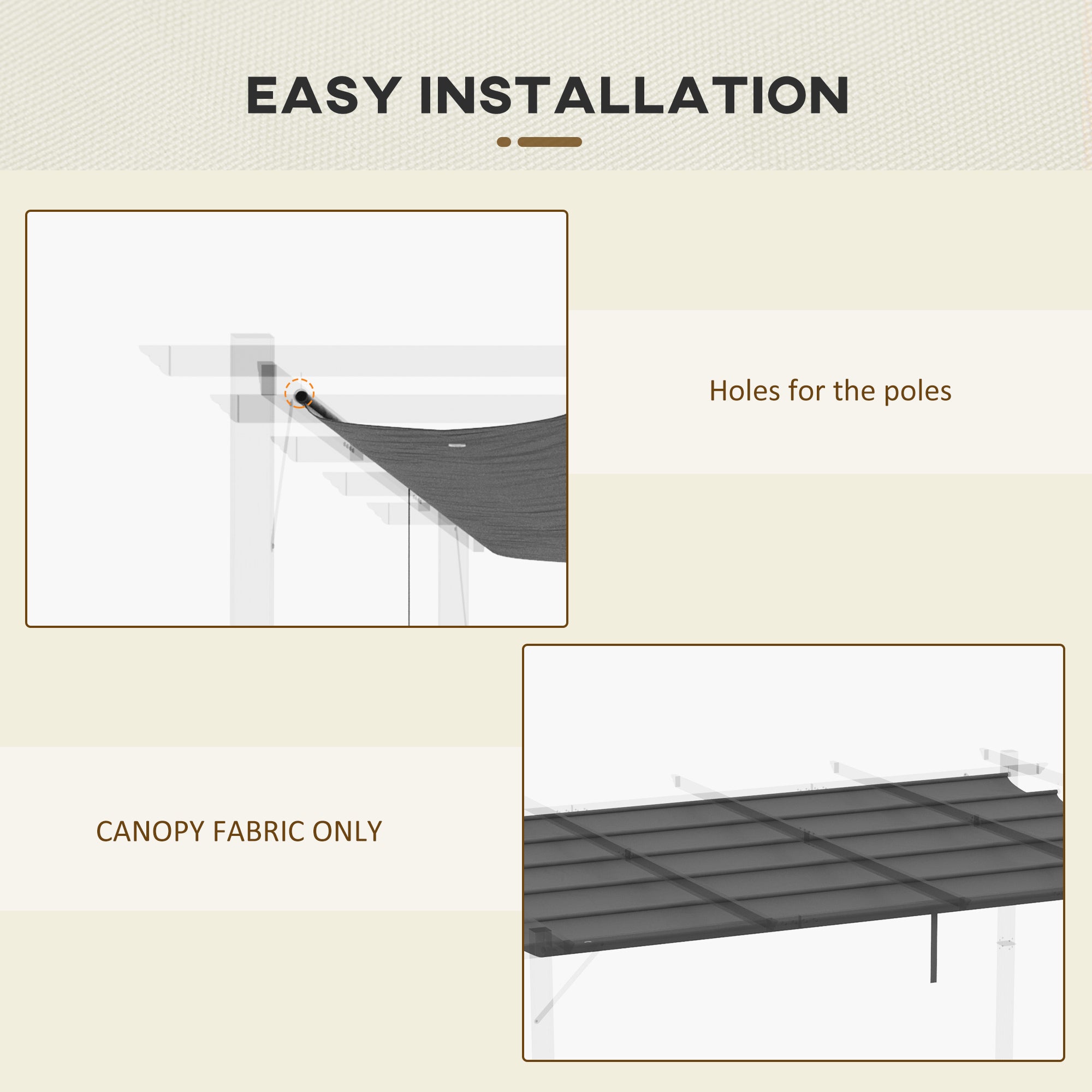 Outsunny Retractable Pergola Shade Cover, Replacement Canopy for 4 x 3 (m) Pergola, Retractable Roof, Dark Grey - North Peak Garden Furniture