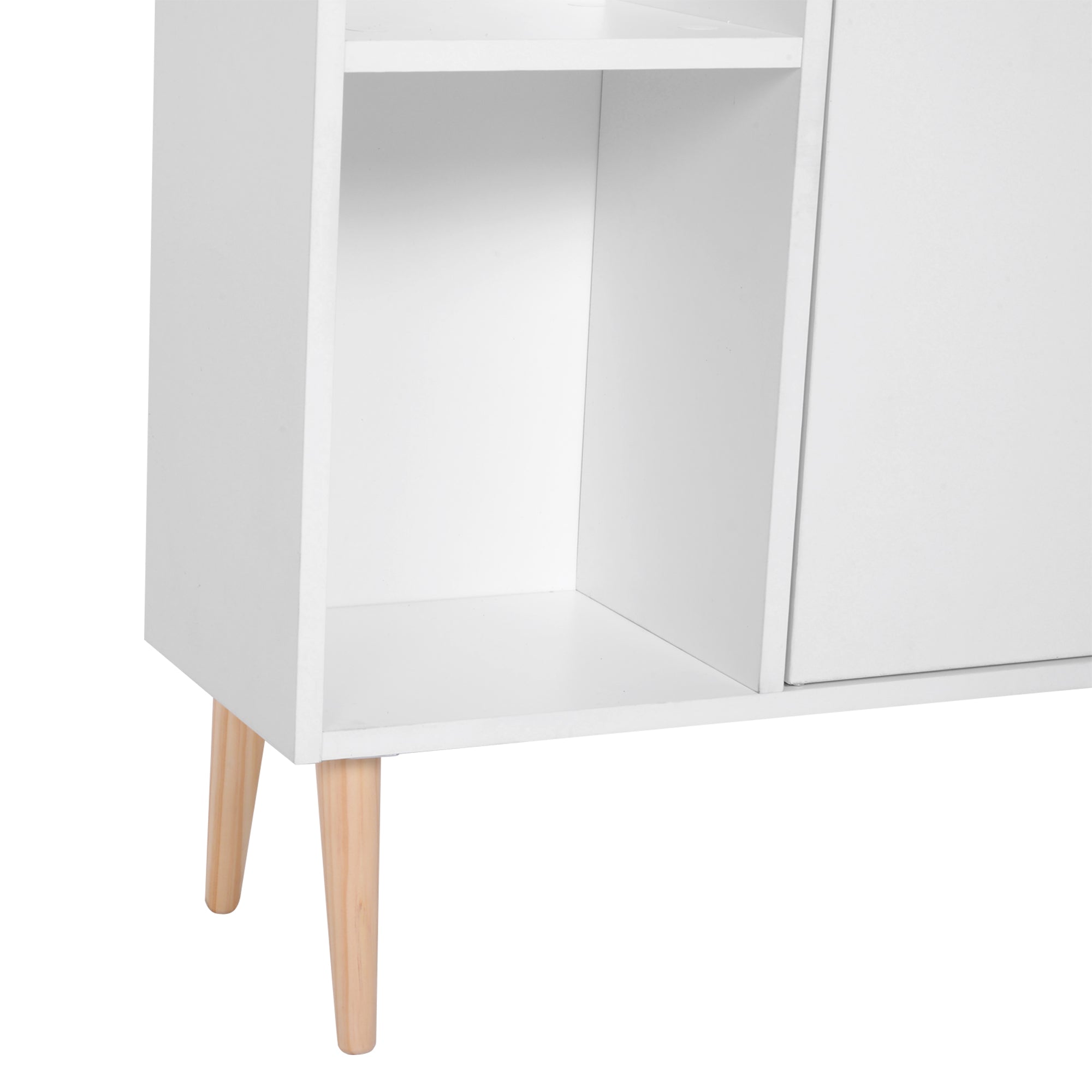 HOMCOM Sideboard Storage Cabinet Cupboard, Open Bookcase with 2 Doors 5 Compartments Wooden Modern Style for Living Room Bedroom Kitchen 80 x 23 x 123 cm, White