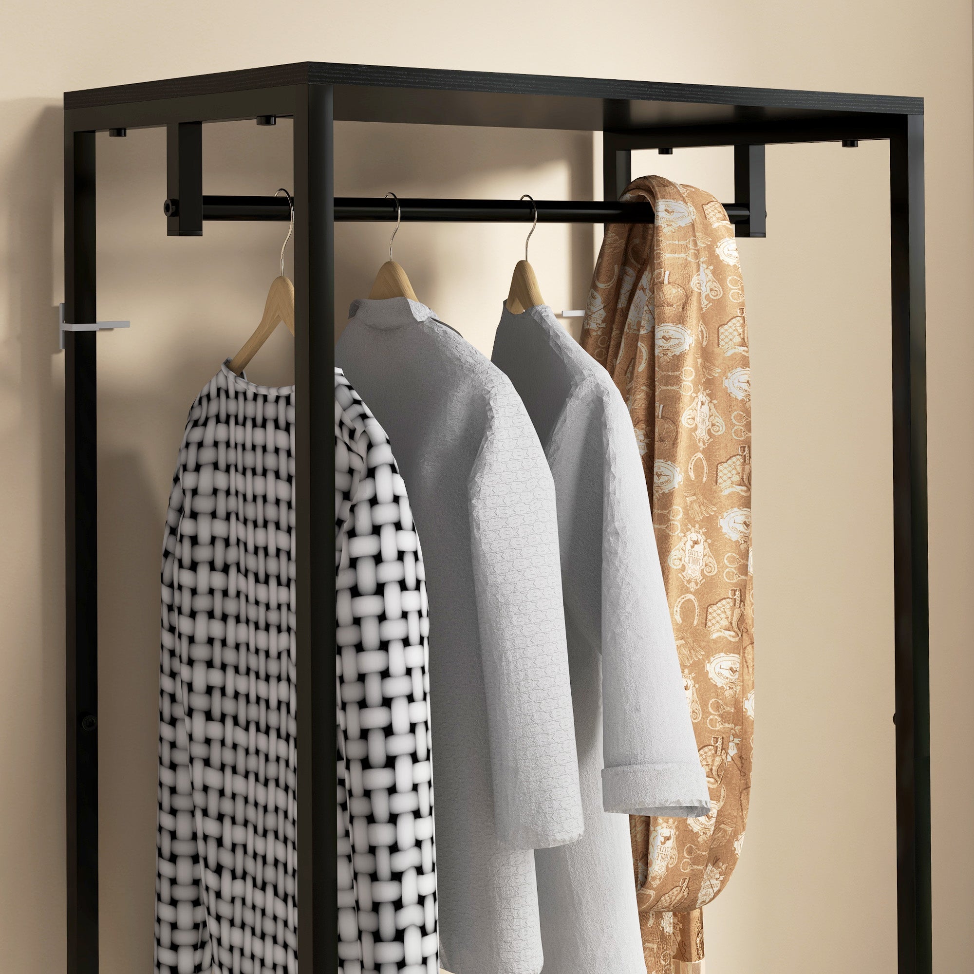 HOMCOM Hallway Coat Rack and Shoe Bench Tree - Black - North Peak Garden Furniture
