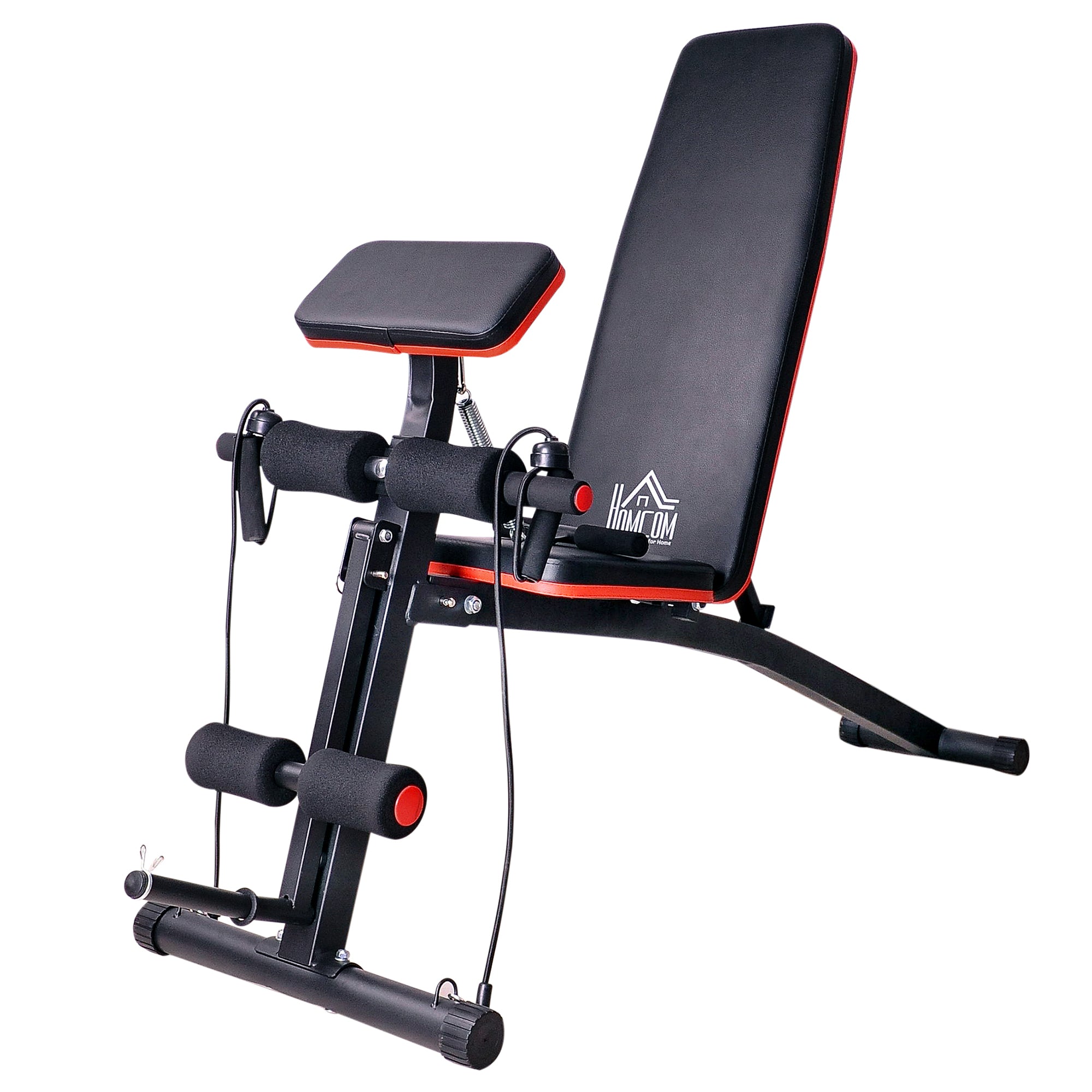 HOMCOM Foldable Weight Bench, Adjustable Strength Training Sit Up Ab Bench Incline/Decline, Red - North Peak Garden Furniture
