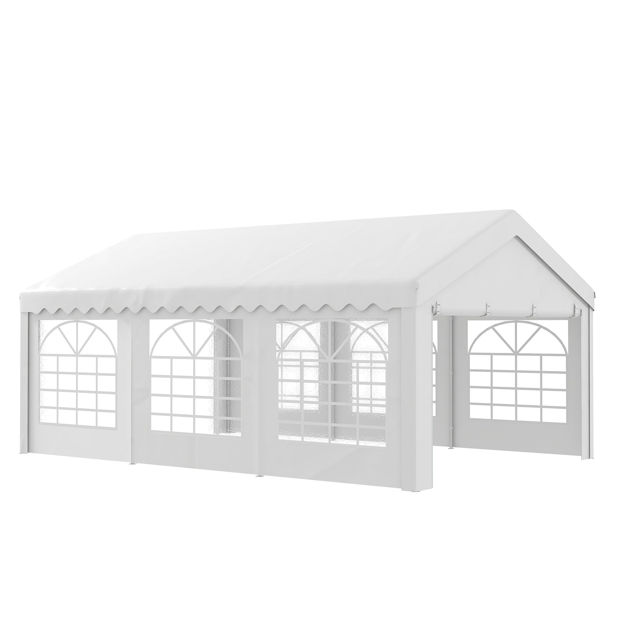 Outsunny 6m x 4 m Garden Gazebo Portable Carport Shelter w/ Removable Sidewalls & Doors Party Tent Shelter Car Canopy