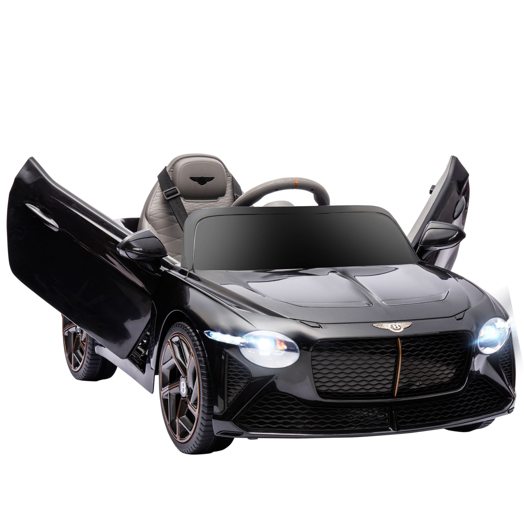 HOMCOM Bentley Bacalar Licensed 12V Kids Electric Car, with Remote Control, Black - North Peak Garden Furniture