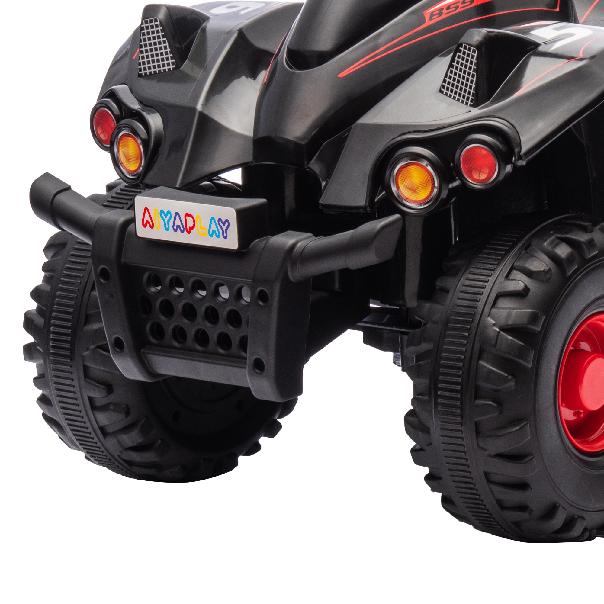 AIYAPLAY 6V Kids Electric Quad Bike w/ Music, Forward Function, for 2-6 Years, Black - North Peak Garden Furniture