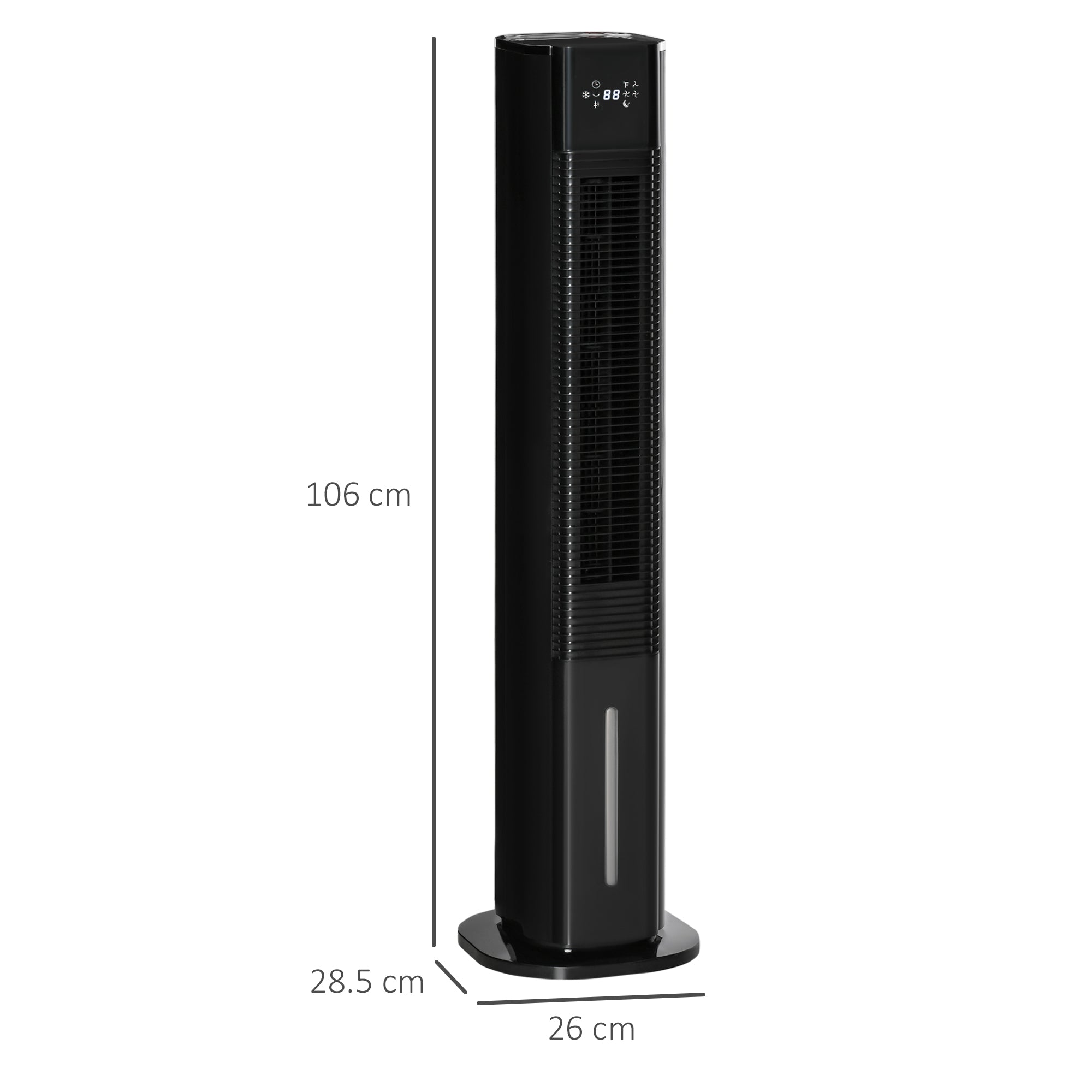 HOMCOM Nine Setting Tower Fan Humidifier, with Ice Boxes - Black - North Peak Garden Furniture