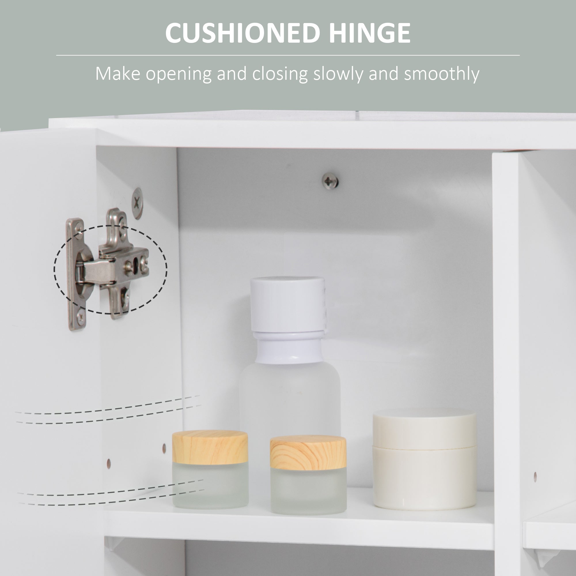kleankin Bathroom Mirror Cabinet, Wall Mounted Storage Cupboard Organizer with Double Doors and Adjustable Shelf, White - North Peak Garden Furniture