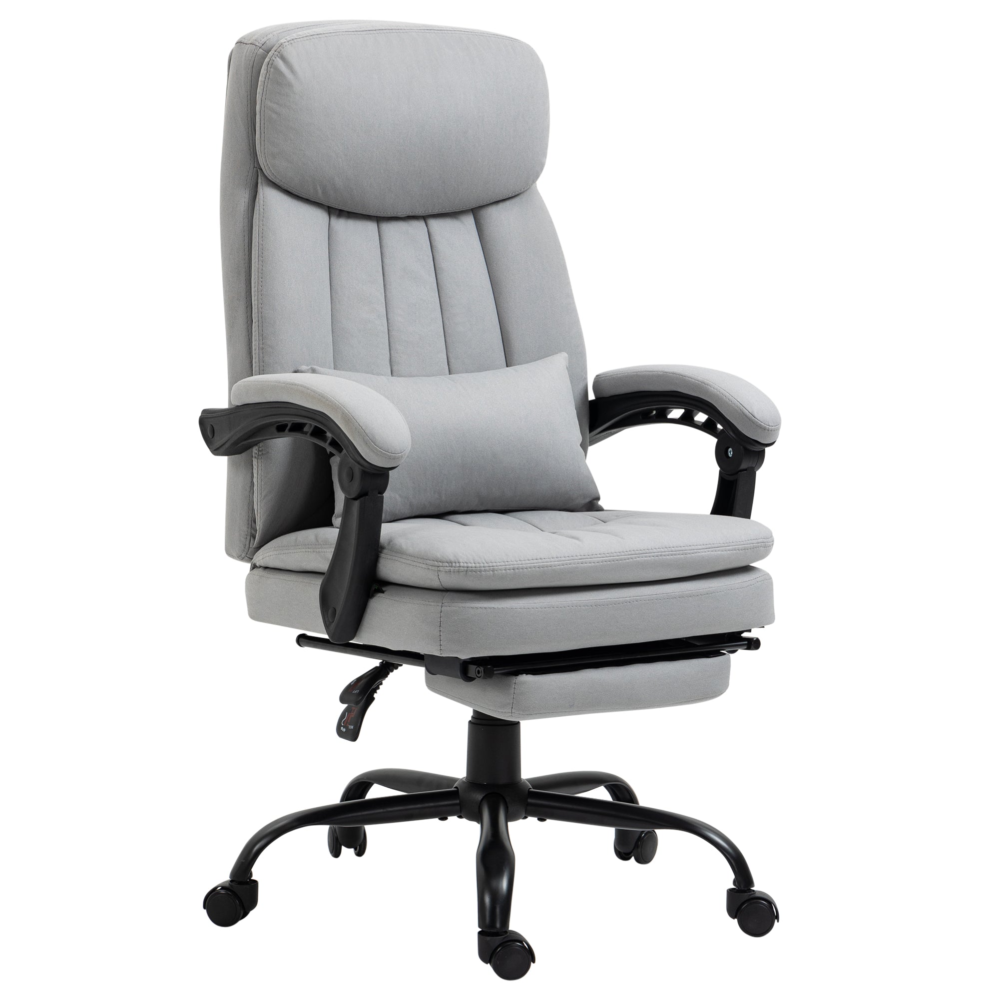 Vinsetto Office Chair, Ergonomic Desk Chair with 6-Point Vibration Massage and Lumbar Heating, Computer Chair with Lumbar Support Pillow, 155° Reclining Back and Footrest, Grey