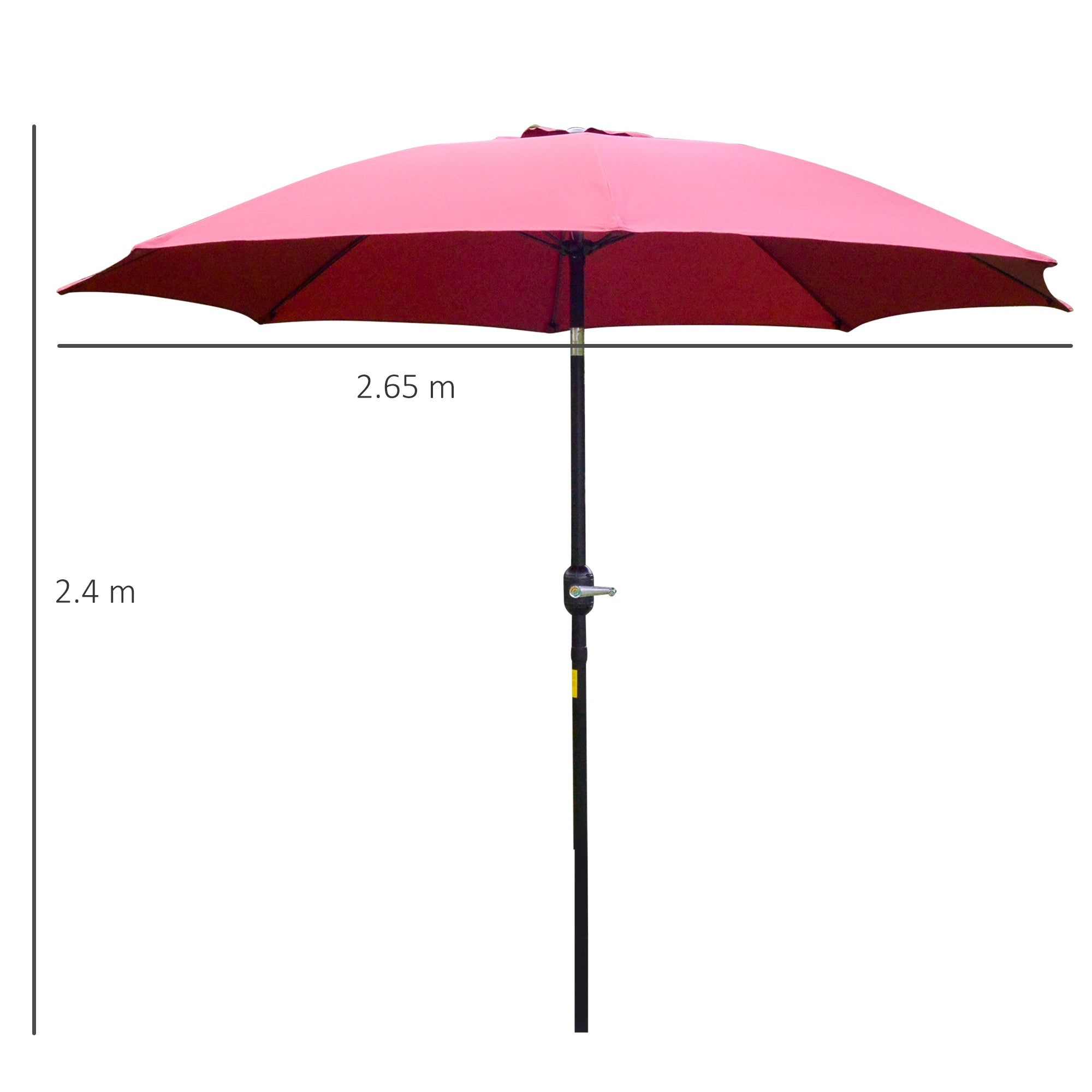 Outsunny Large Garden Umbrella Parasol, 2.6M Wide, UV Protection, Easy Open, Vibrant Red