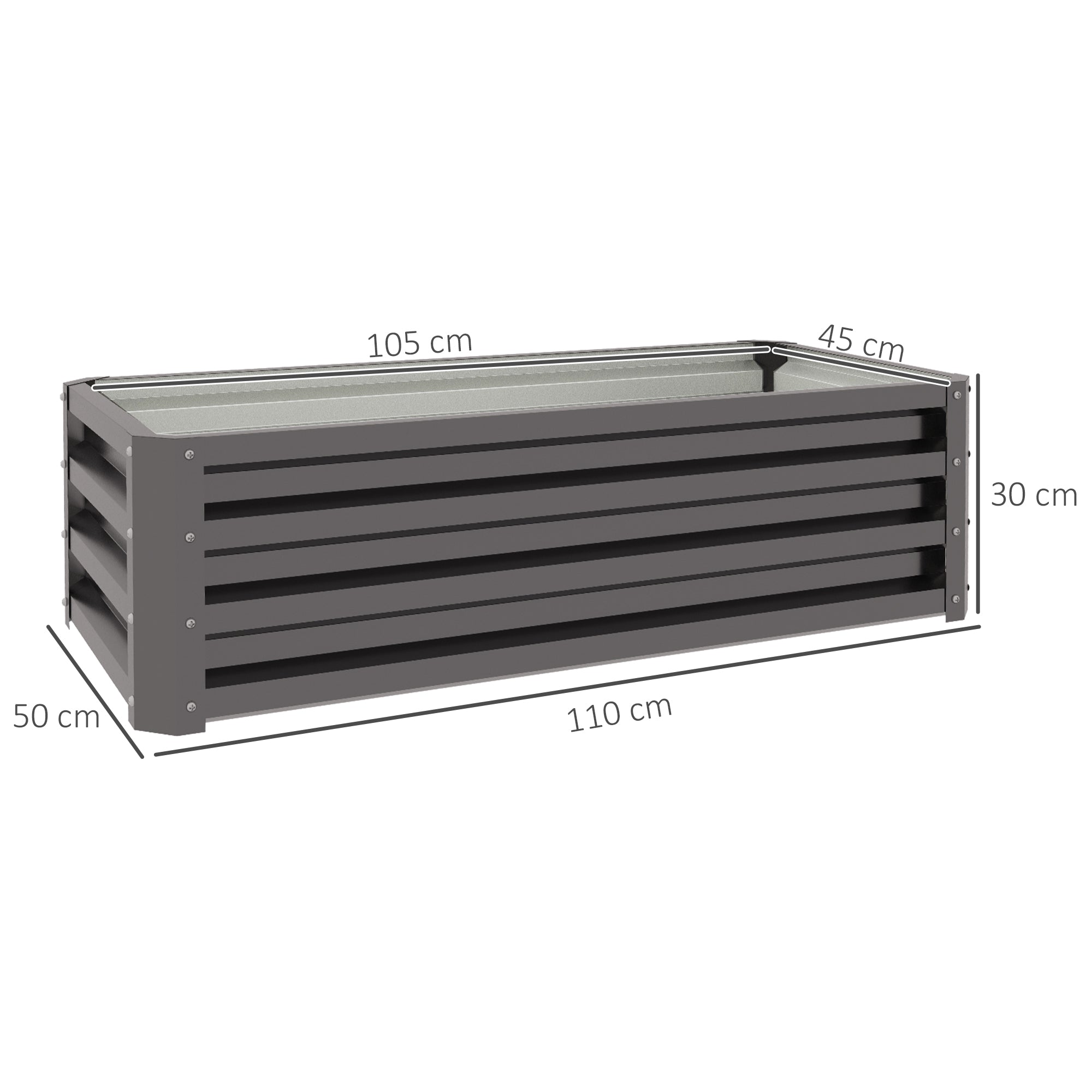 Outsunny Steel Raised Beds for Garden, Outdoor Planter Box, Set of 2, for Flowers, Herbs and Vegetables, Dark Grey - North Peak Garden Furniture