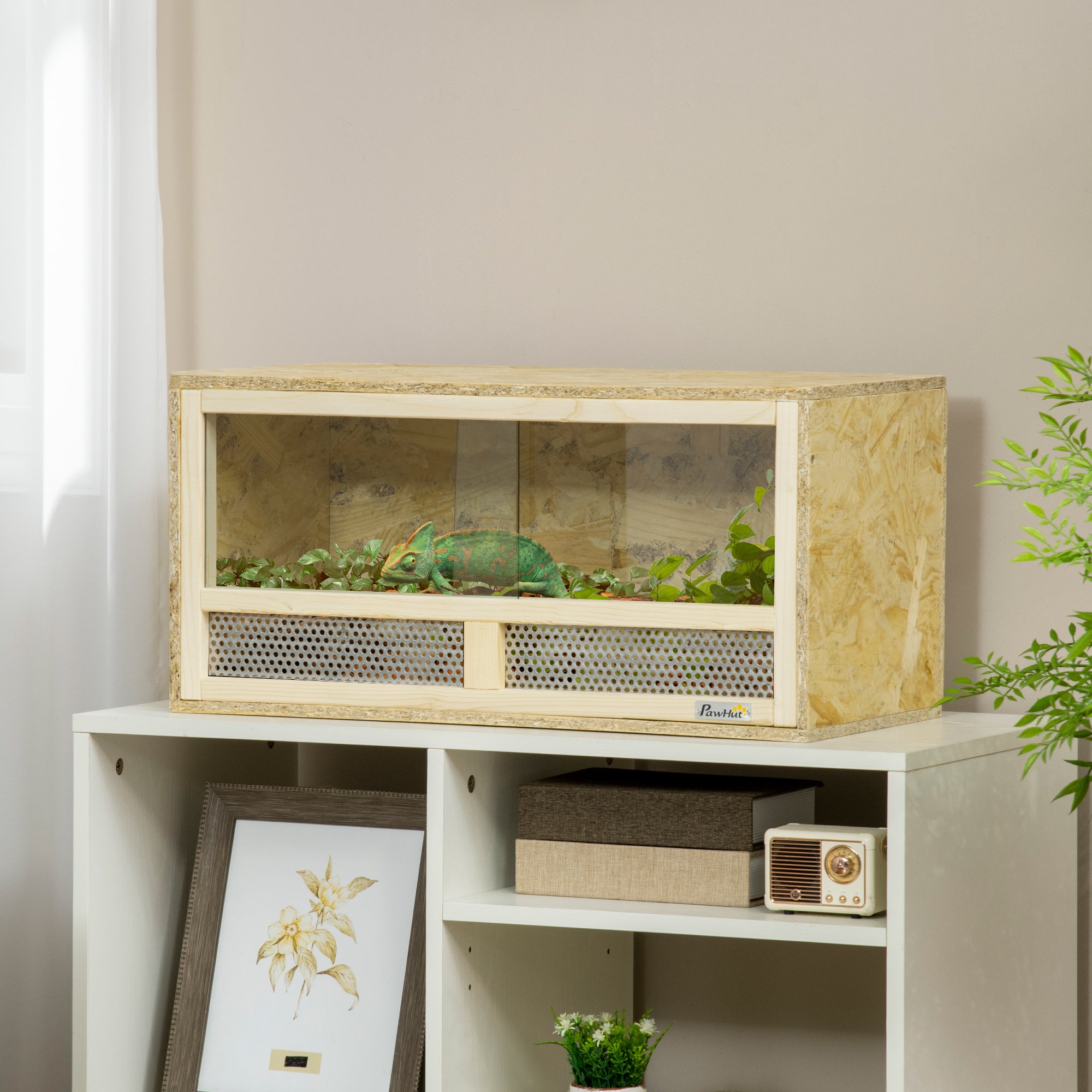 PawHut Reptile Terrarium Vivarium, Climbing Pet Containers, Reptile Habitat w/ Transparent Sliding Doors, Breathable Mesh, for Lizards, Horned Frogs, Snakes and Chameleons, 60 x 29.5 x 29.5cm - North Peak Garden Furniture
