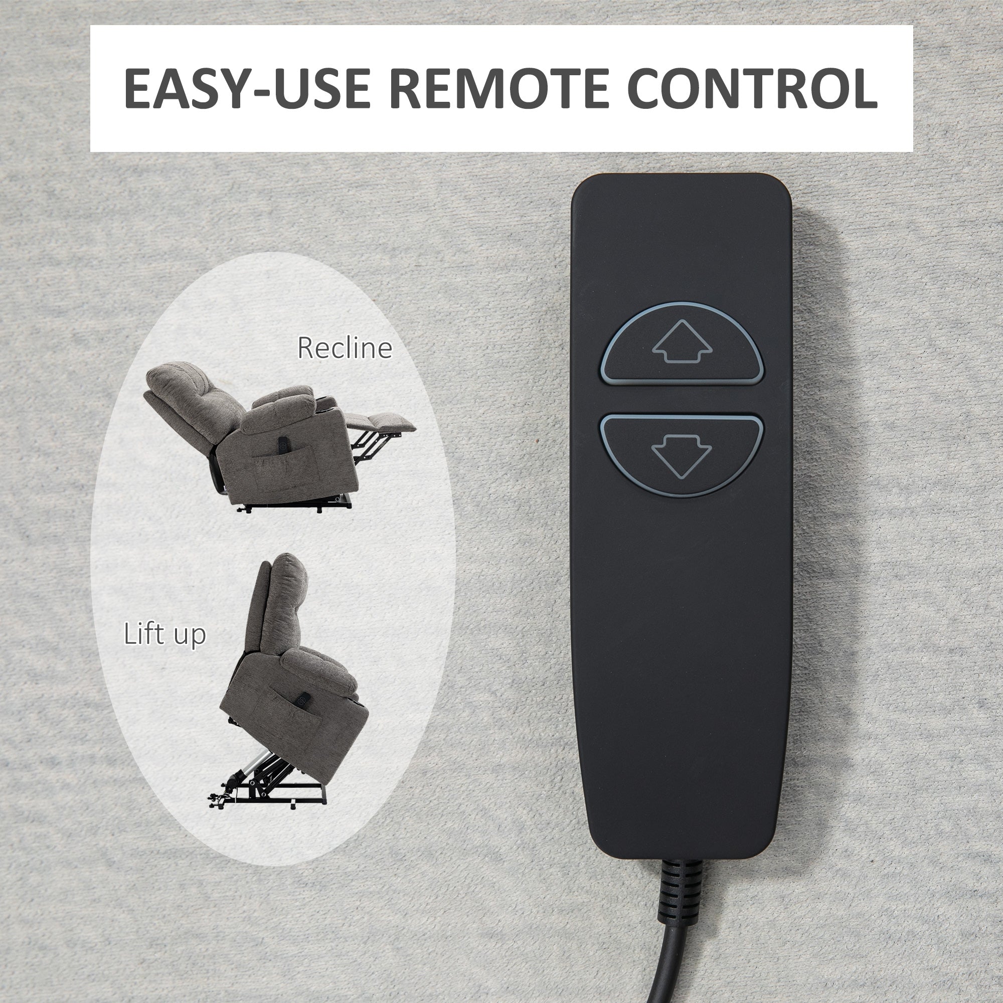 HOMCOM Electric Riser and Recliner Chair for Elderly, Power Lift Recliner Chair with Remote Control, Grey - North Peak Garden Furniture