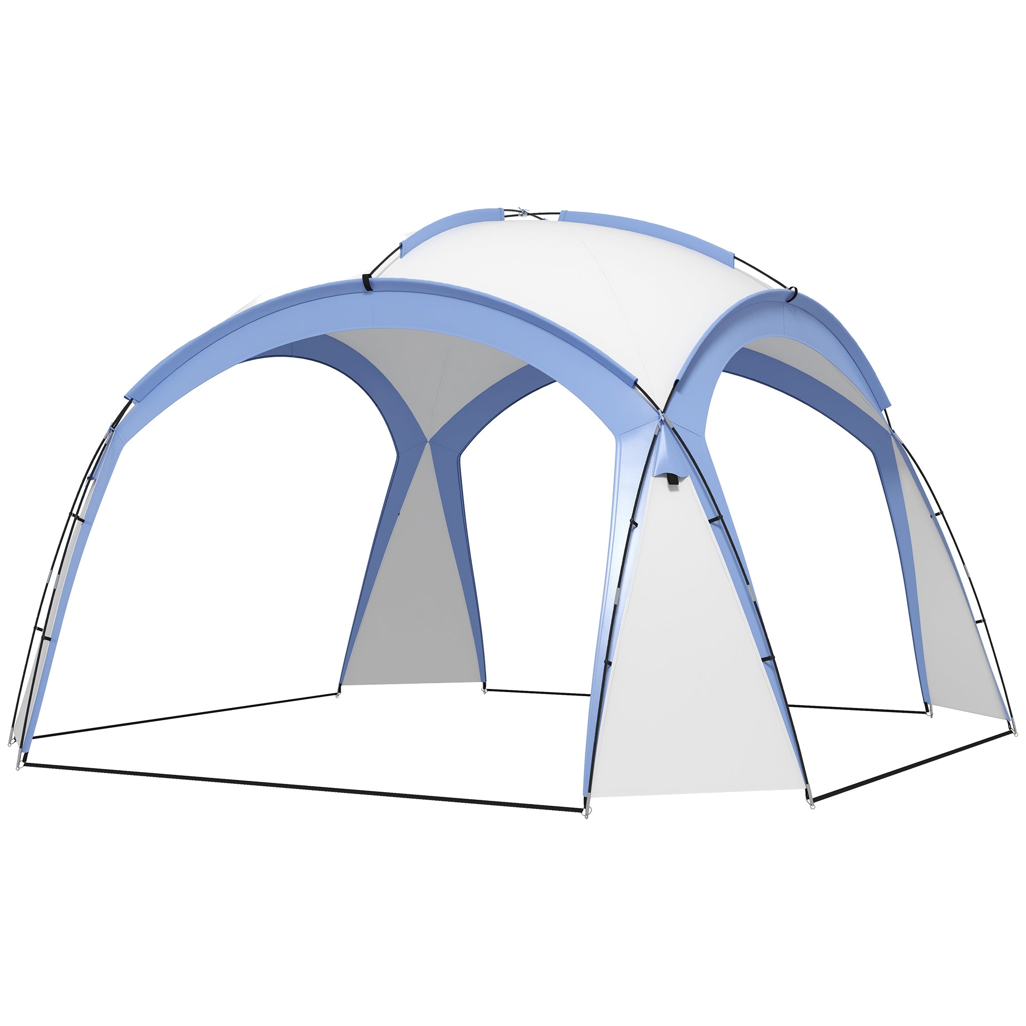 Outsunny 3.5 x 3.5M Camping Gazebo, Outdoor Event Shelter Dome Tent Garden Sun Shelter Patio Spire Arc Pavilion Camp Sun Shade, Light Blue - North Peak Garden Furniture