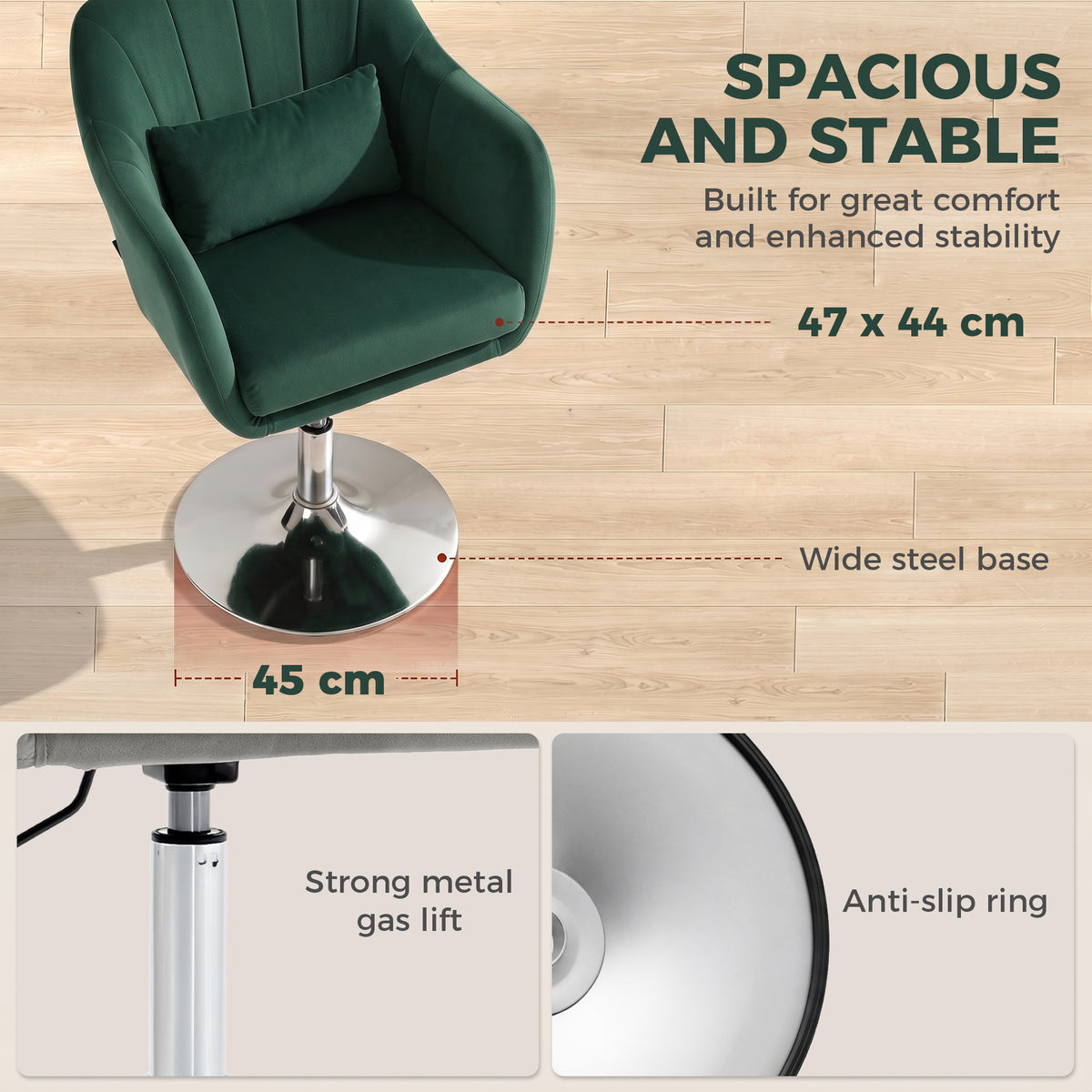 HOMCOM Retro Velvet Swivel Tub Chair with Steel Frame, Cushion Seat, Dark Green