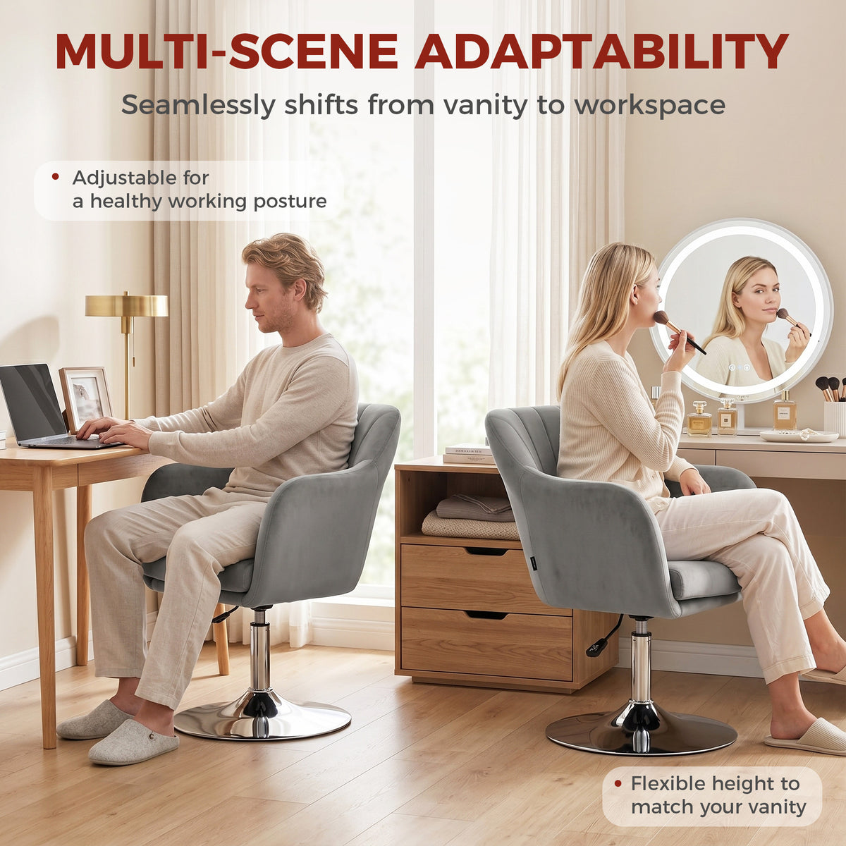 HOMCOM Retro Velvet Swivel Tub Chair with Steel Frame, Cushion Seat, Grey