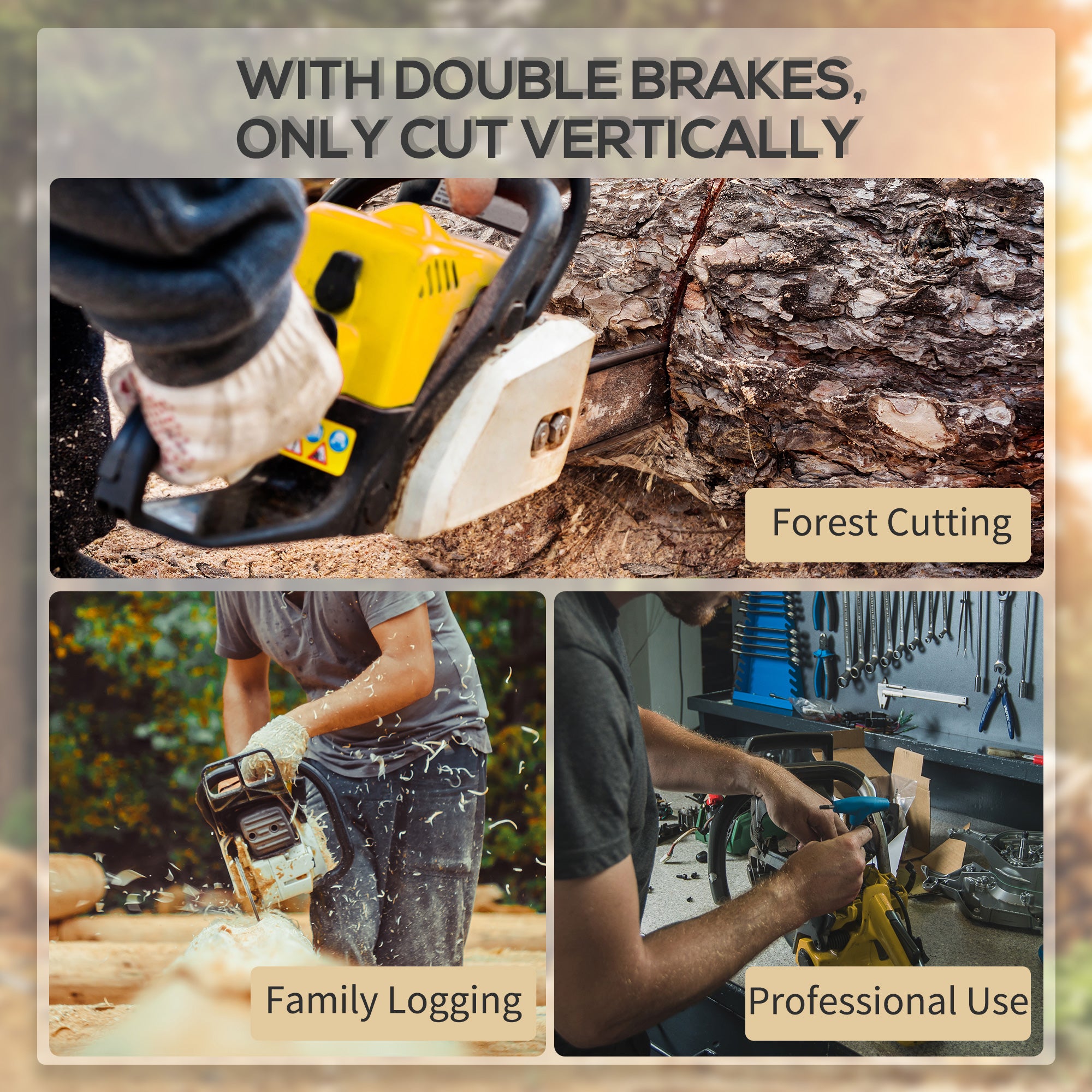 DURHAND Aluminium Chainsaw with Double Brake Protection and Blade Cover, 2000 W, 40 cm, for Wood, Trees and Branches, Yellow - North Peak Garden Furniture