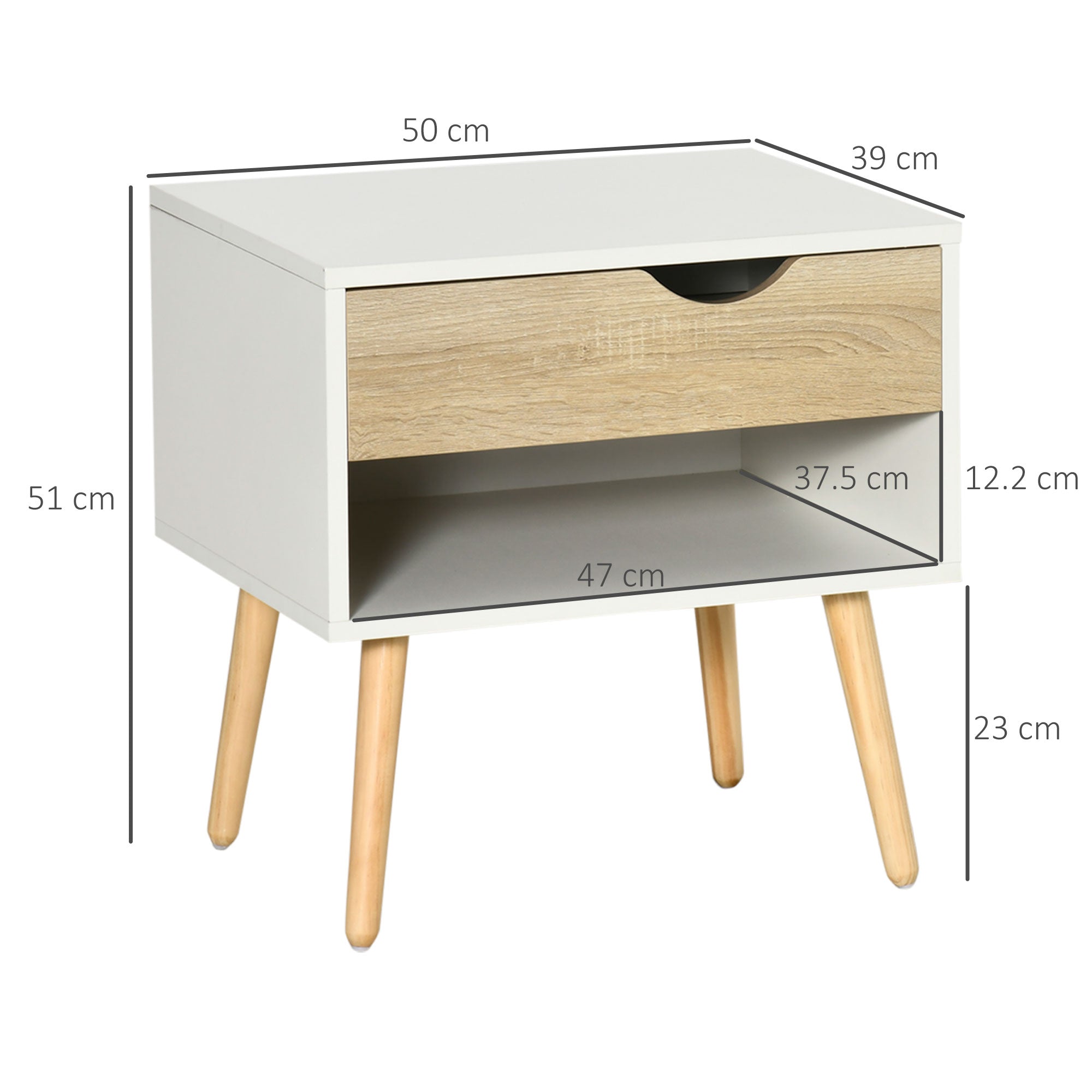 HOMCOM Contemporary Bedside Cabinet: Drawer and Shelf, Nightstand for Bedroom or Lounge | Aosom UK