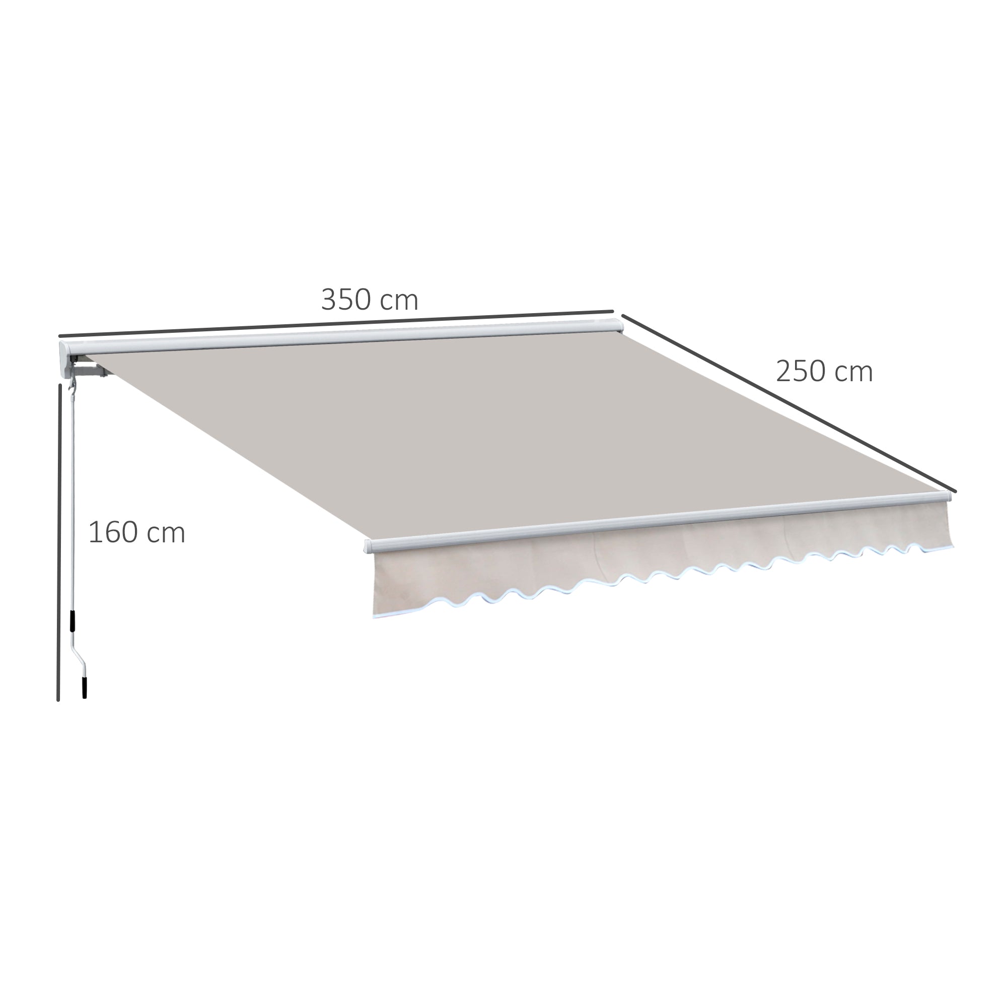 Outsunny 3.5Lx2.5M Retractable Manual/Electric Awning-Cream White/White