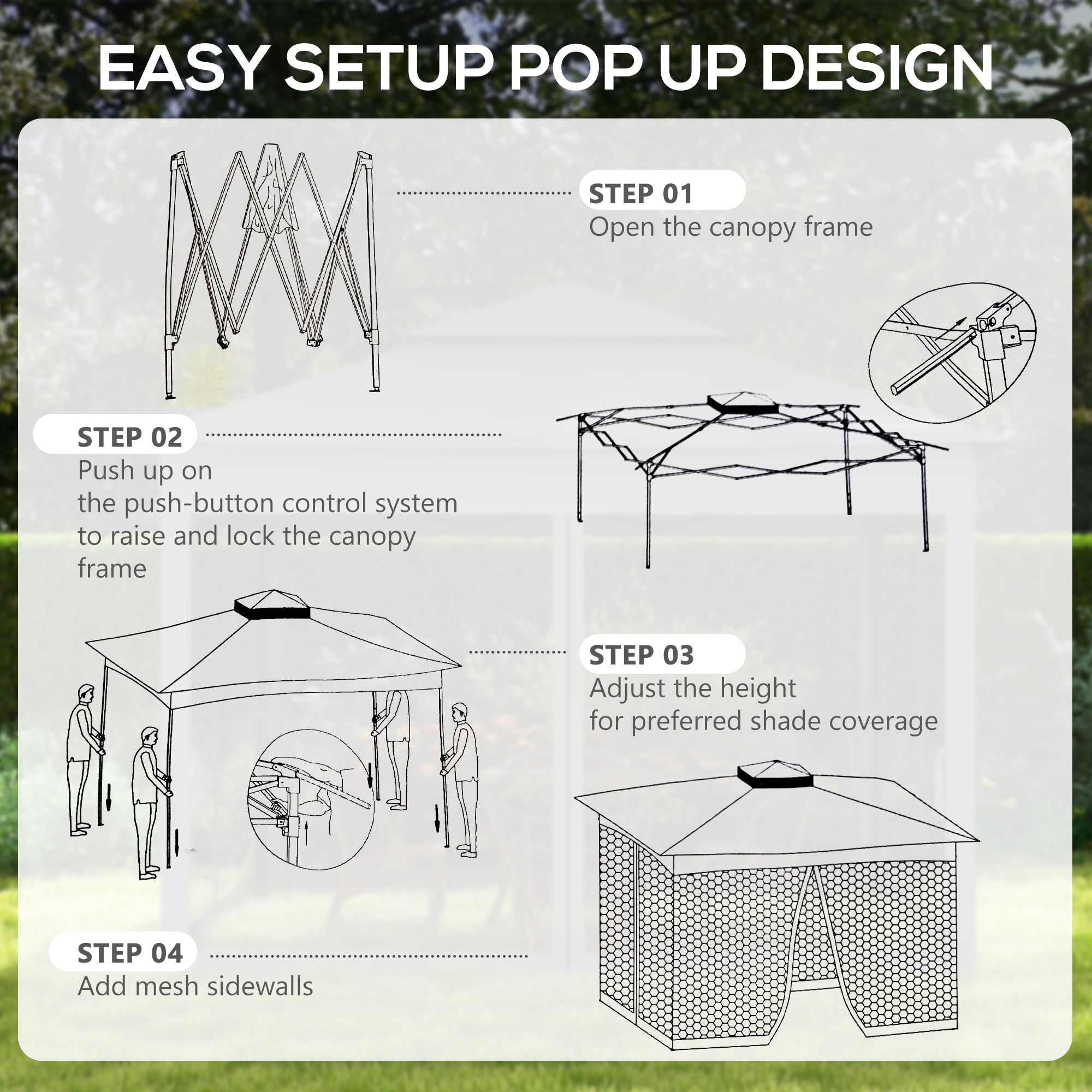 Outsunny 3 x 3(m) Pop Up Gazebo, Double-roof Garden Tent with Netting and Carry Bag, Party Event Shelter for Outdoor Patio, Dark Grey - North Peak Garden Furniture