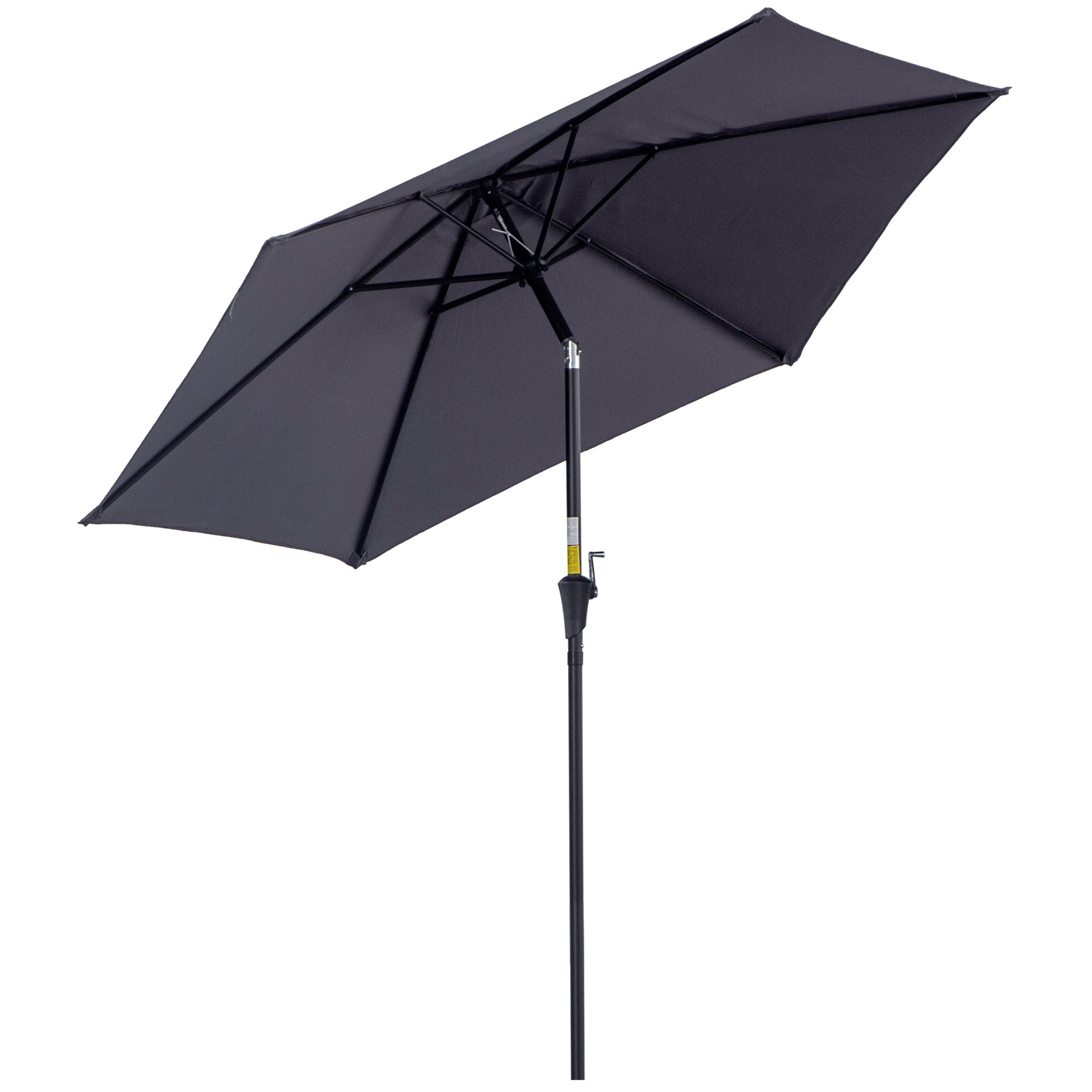 Outsunny Patio Umbrella, 2.7m, Lightweight Aluminium Frame, UV Protection, Grey